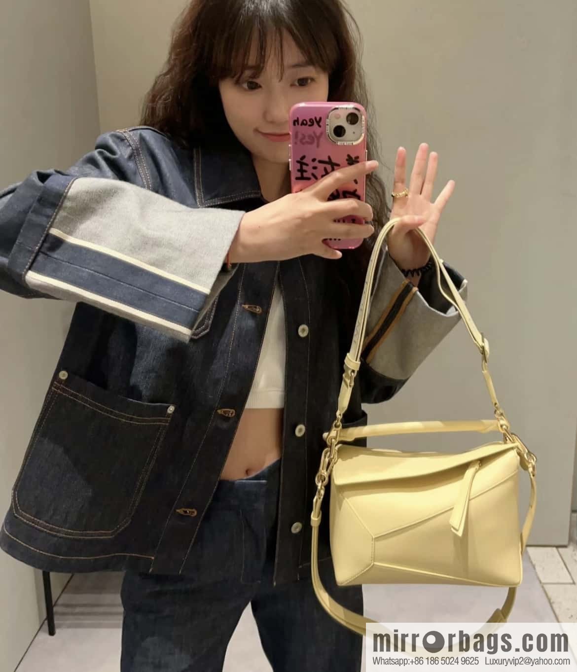 LOEWE new color latest practice puzzle geometric bag 0681 yellow