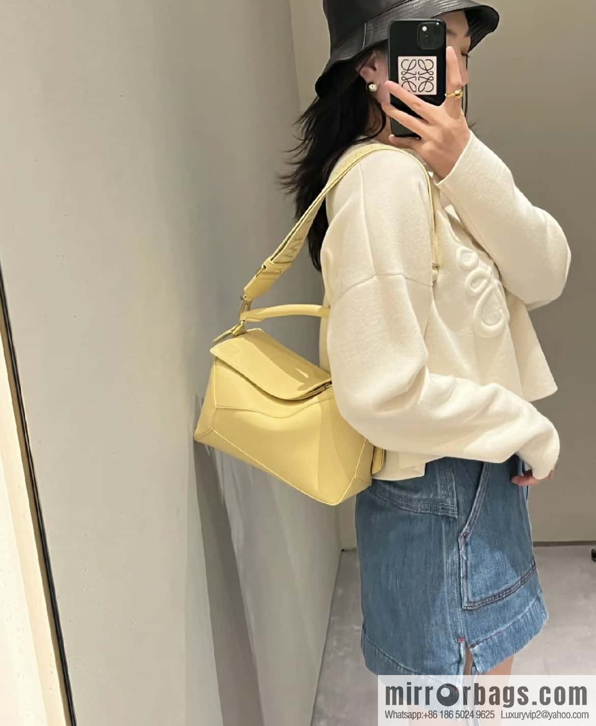LOEWE new color latest practice puzzle geometric bag 0681 yellow