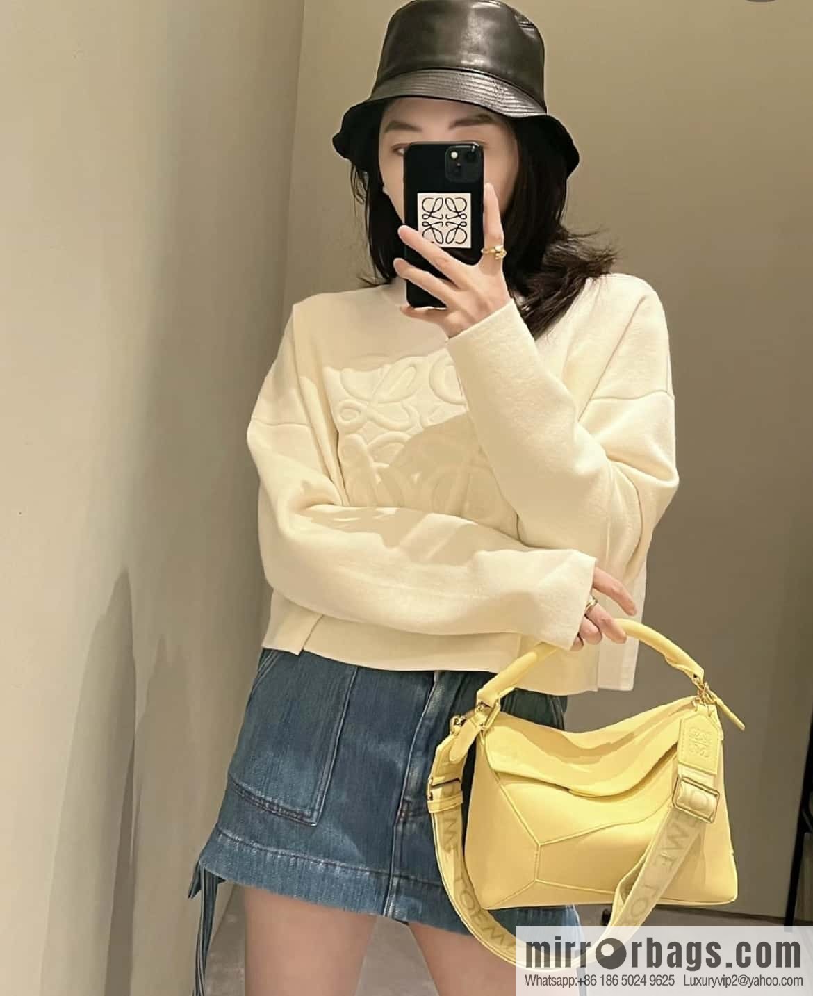 LOEWE new color latest practice puzzle geometric bag 0681 yellow