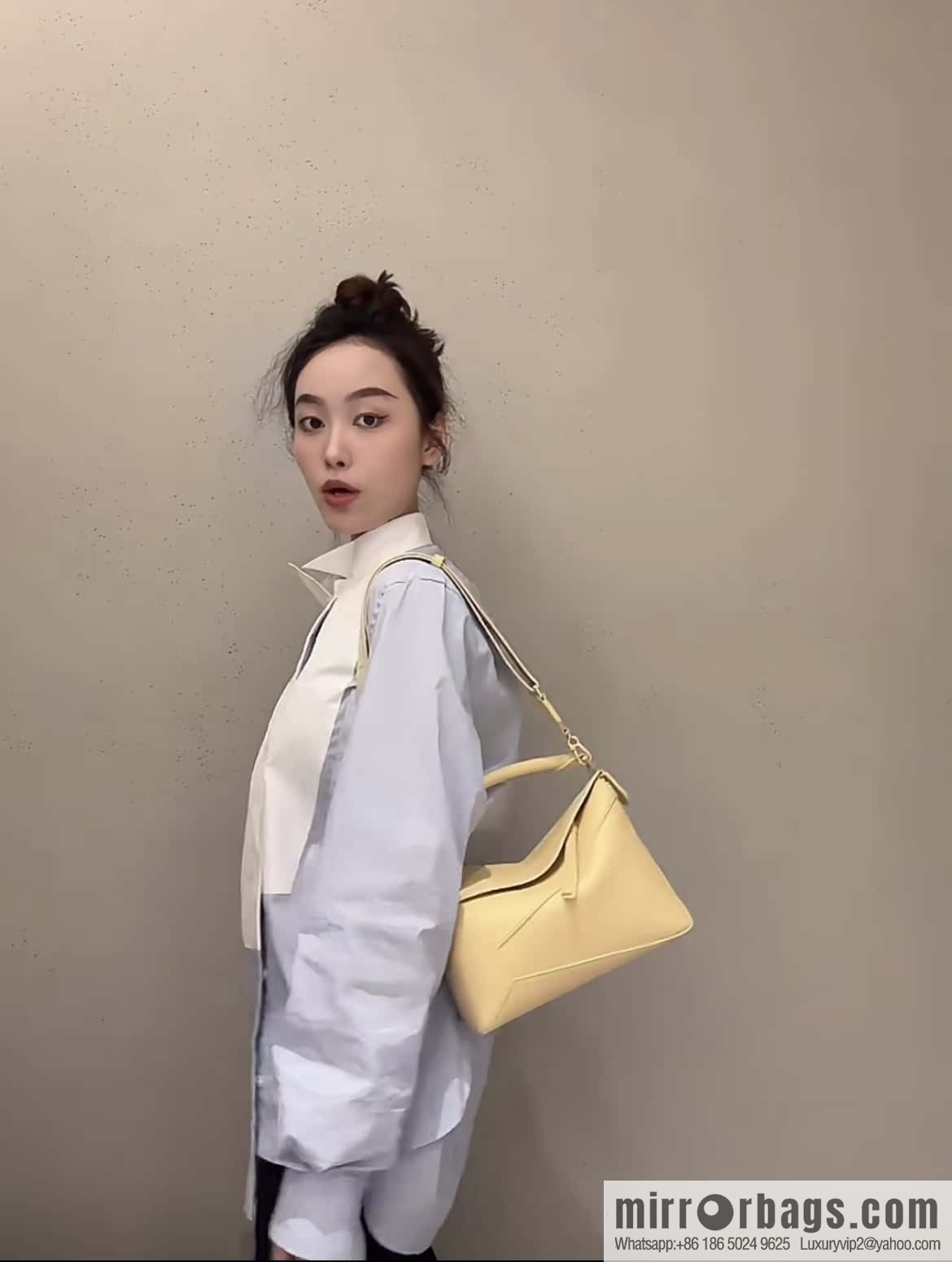 LOEWE new color latest practice puzzle geometric bag 0681 yellow