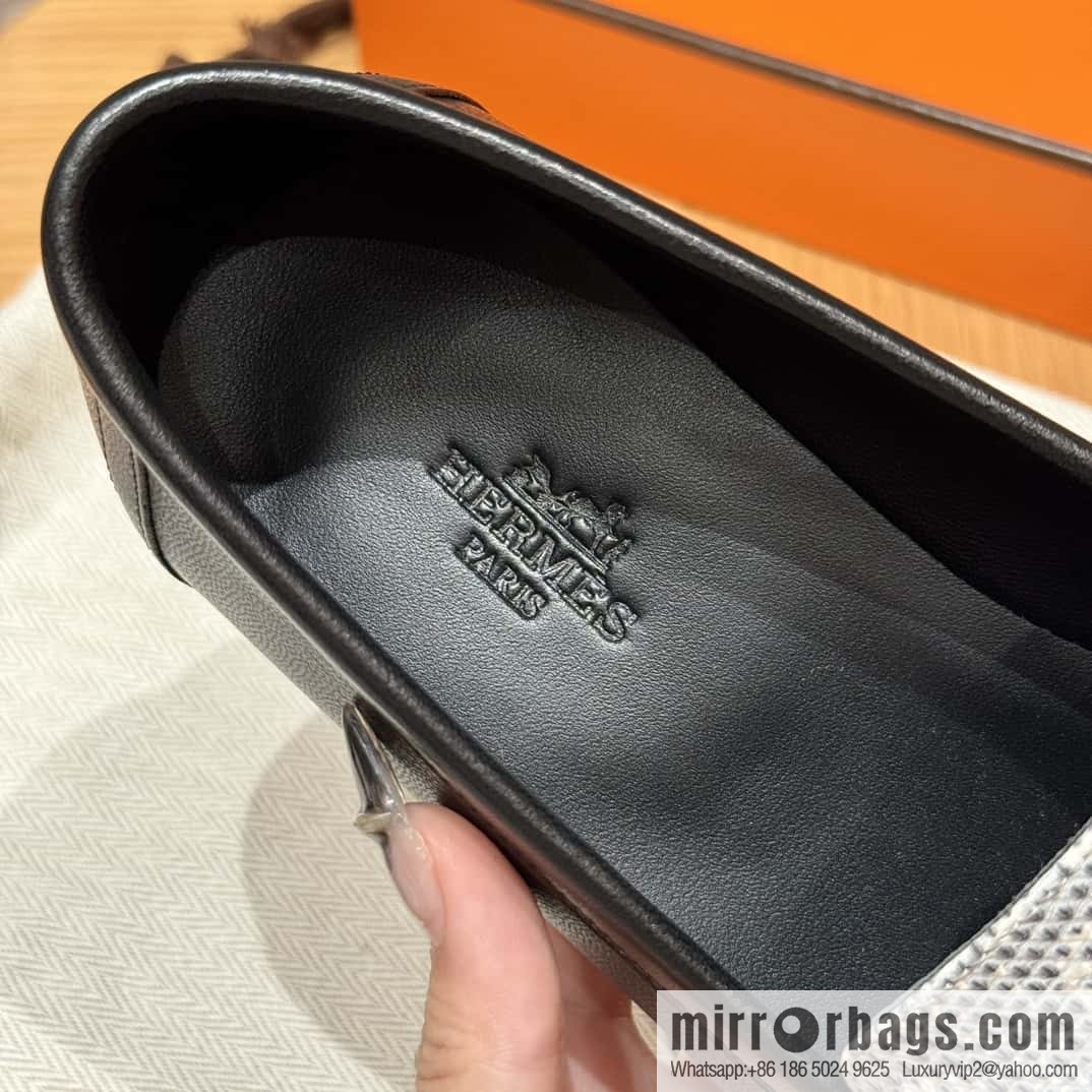 Hermès 192 Paris loafers, black/CK89/Noir/Himalaya/Lizard primary color