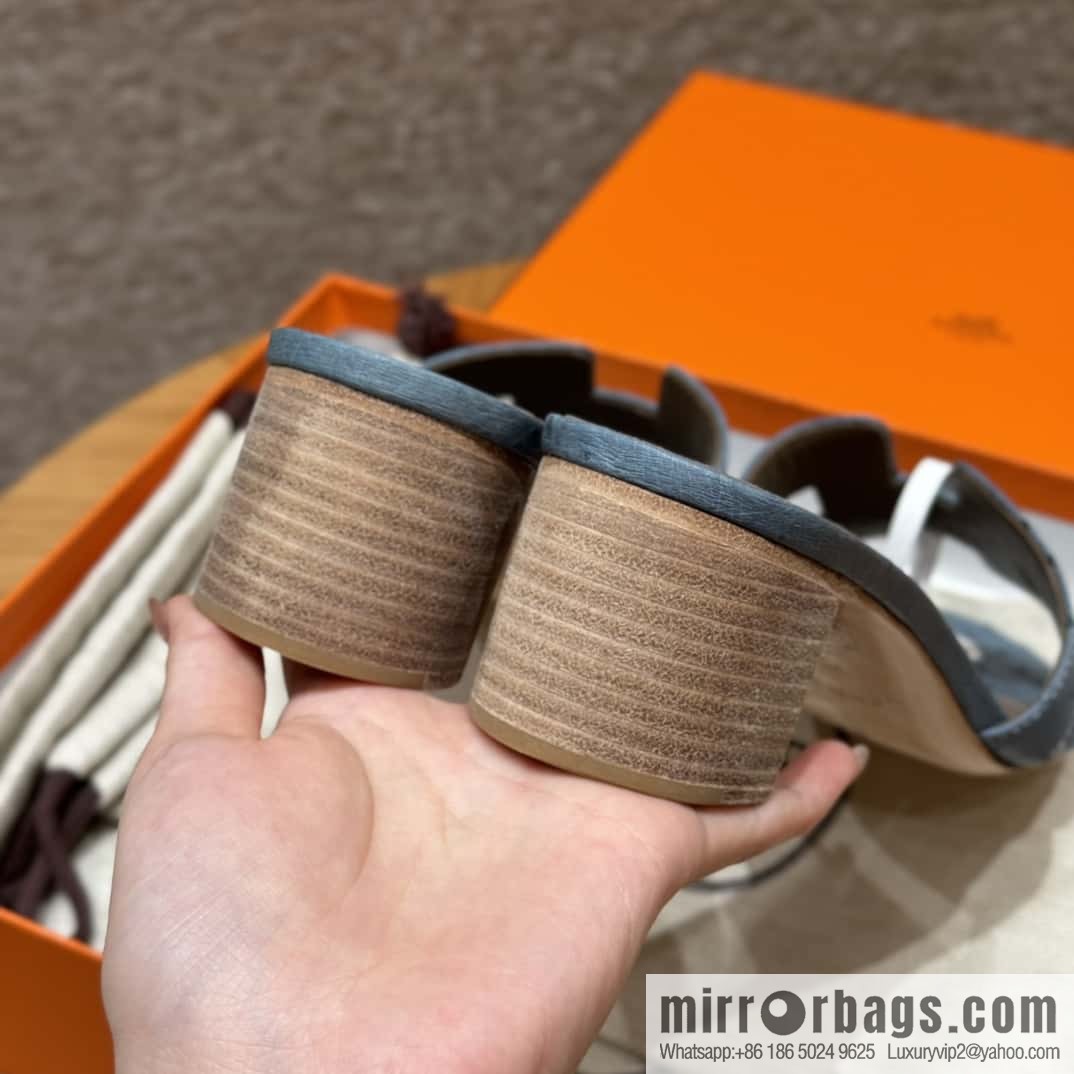 Hermès 185 Oasis High Heel Sandals, Ostrich 🐦/Ostrich Azure/7G/Ciel