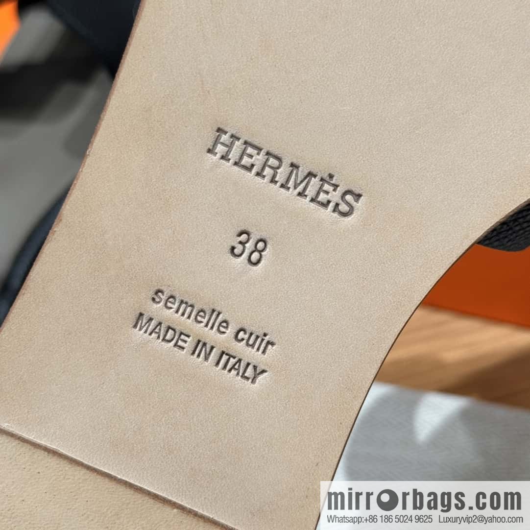 Hermès 196 Santorini sandals 50 palm print/Epsom black/CK89/Noir