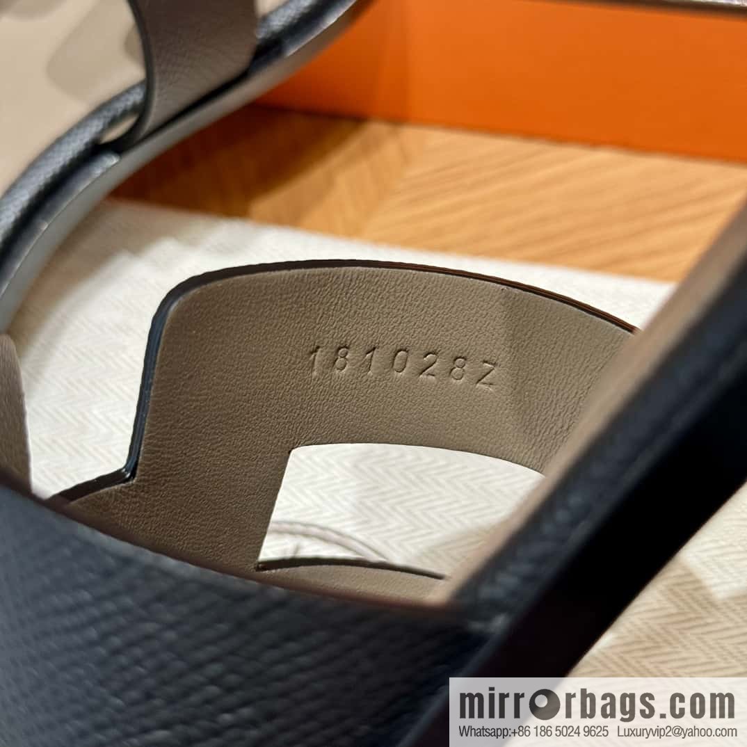 Hermès 196 Santorini sandals 50 palm print/Epsom black/CK89/Noir