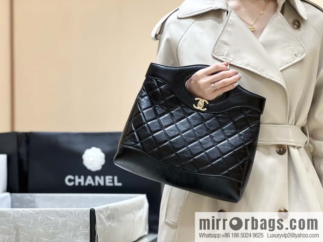 CHANEL 24S new small 31bag oil wax sheepskin AS4853 black