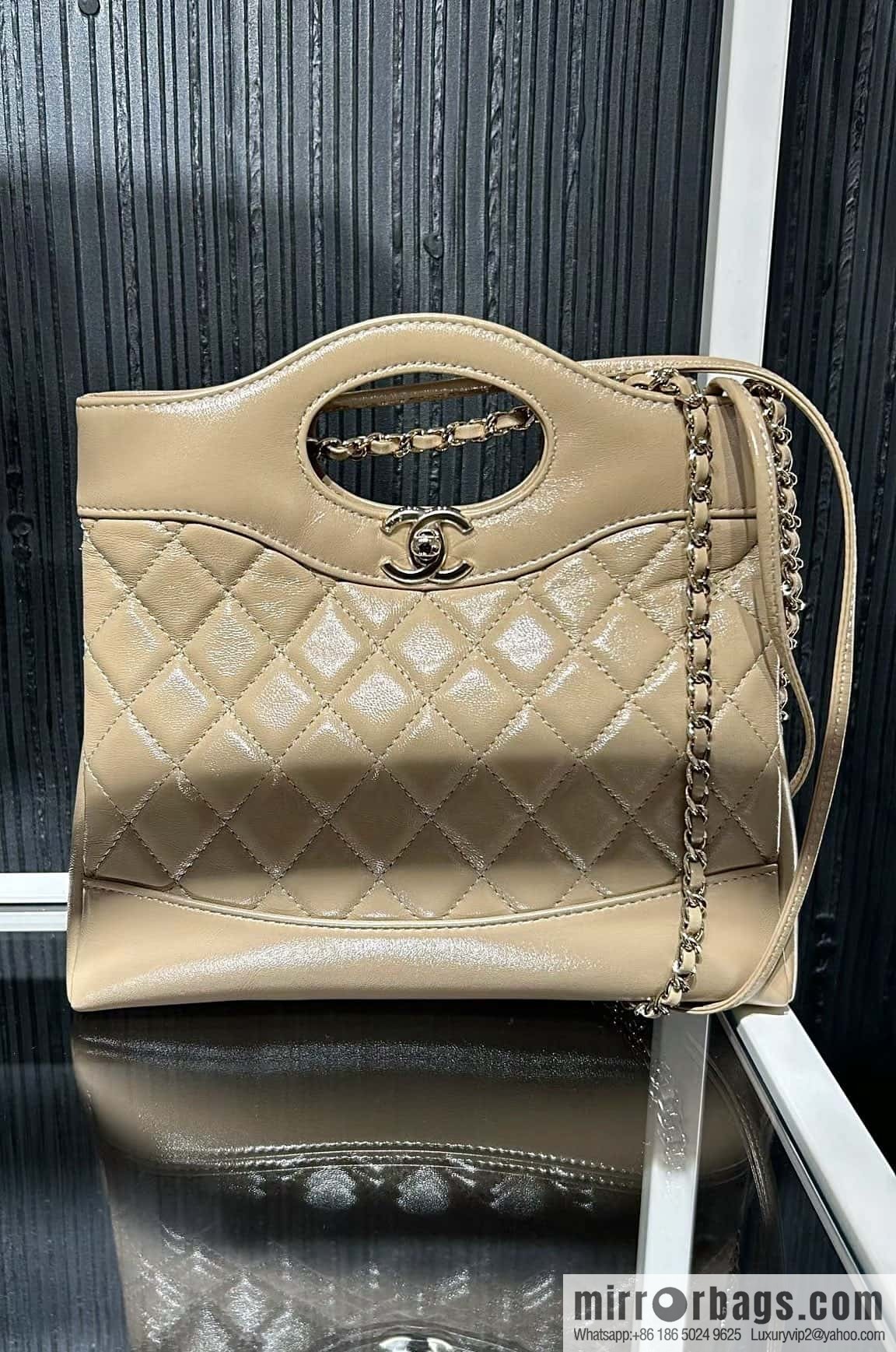 CHANEL 24S mini 31bag oil wax sheepskin AS4133 milk tea color