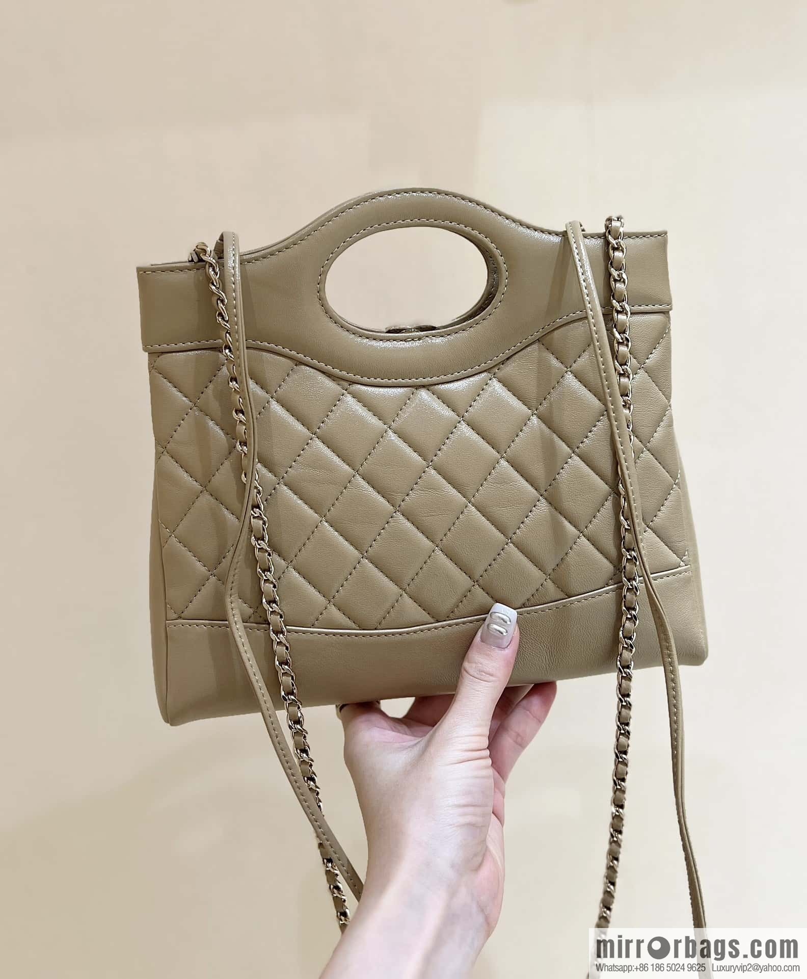 CHANEL 24S mini 31bag oil wax sheepskin AS4133 milk tea color