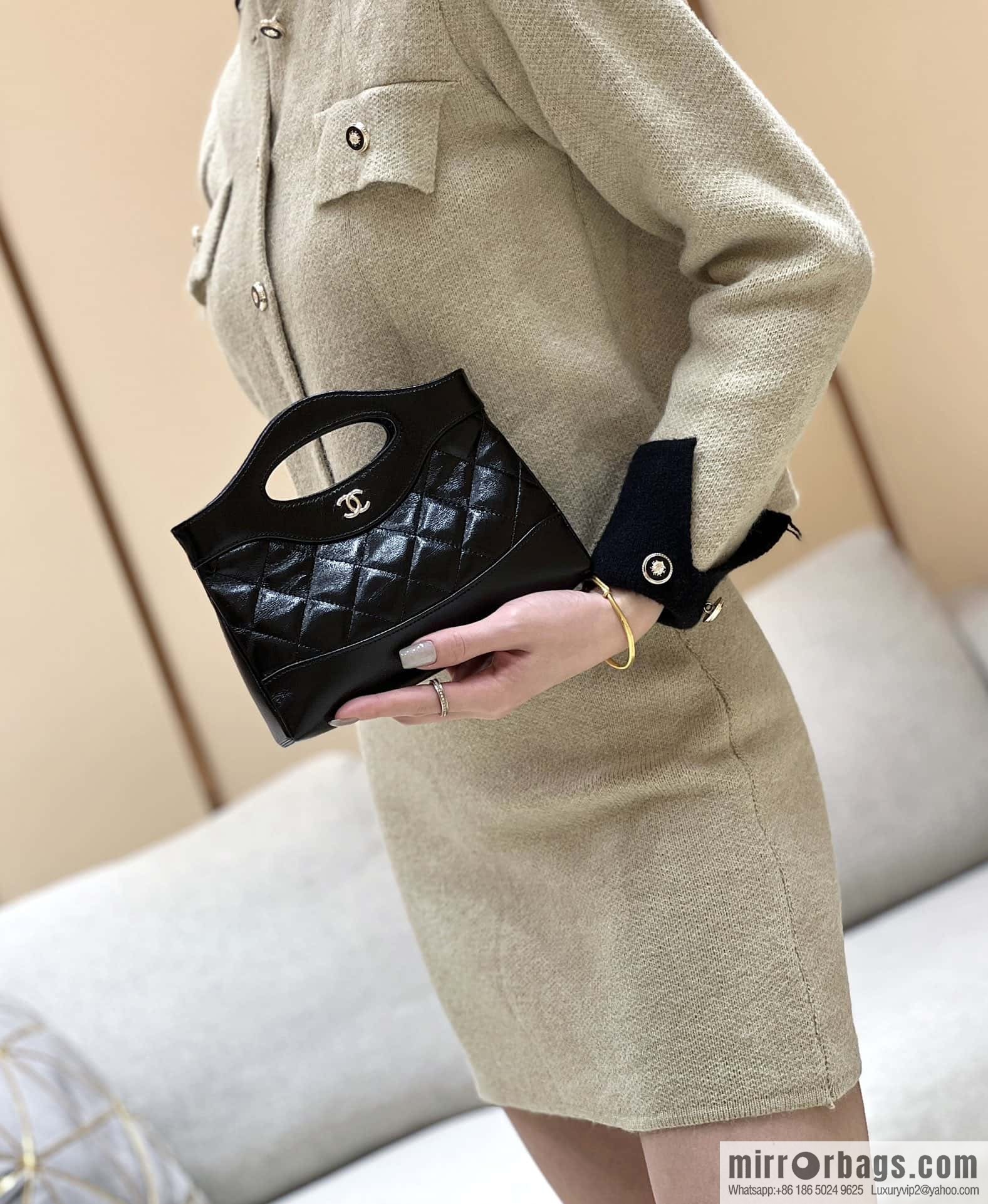 CHANEL 24S 31bag nano sheepskin AP3656 black