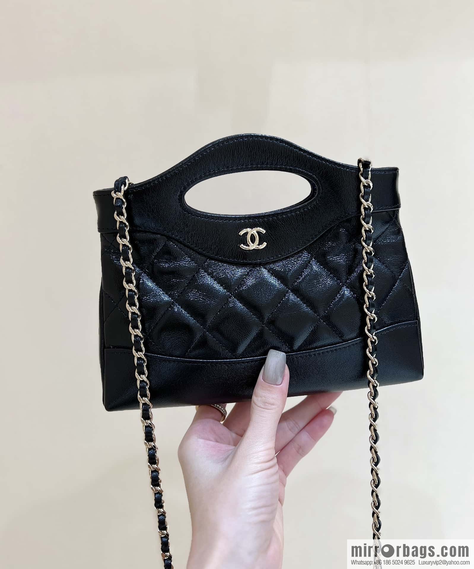 CHANEL 24S 31bag nano sheepskin AP3656 black