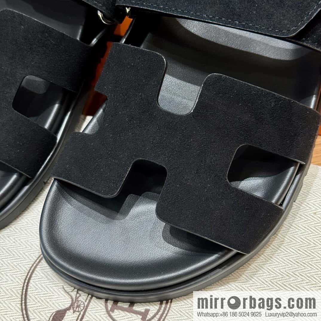 Hermès 225 CHYPRE SANDAL uncle shoes, black/ck89/noir