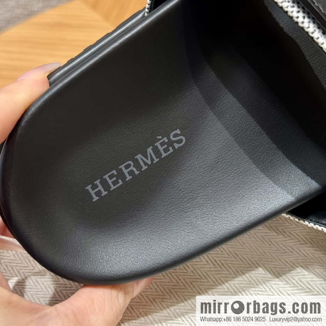 Hermès 225 CHYPRE SANDAL uncle shoes, black patchwork/Ck89/noir/Cloth