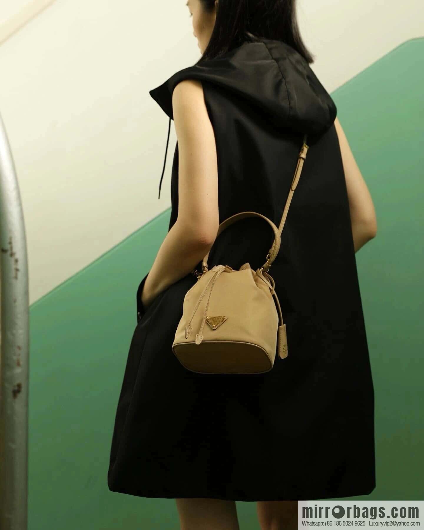 PRADA ๐ new bucket bag ๐ 1BE067 upgraded version, milk tea color