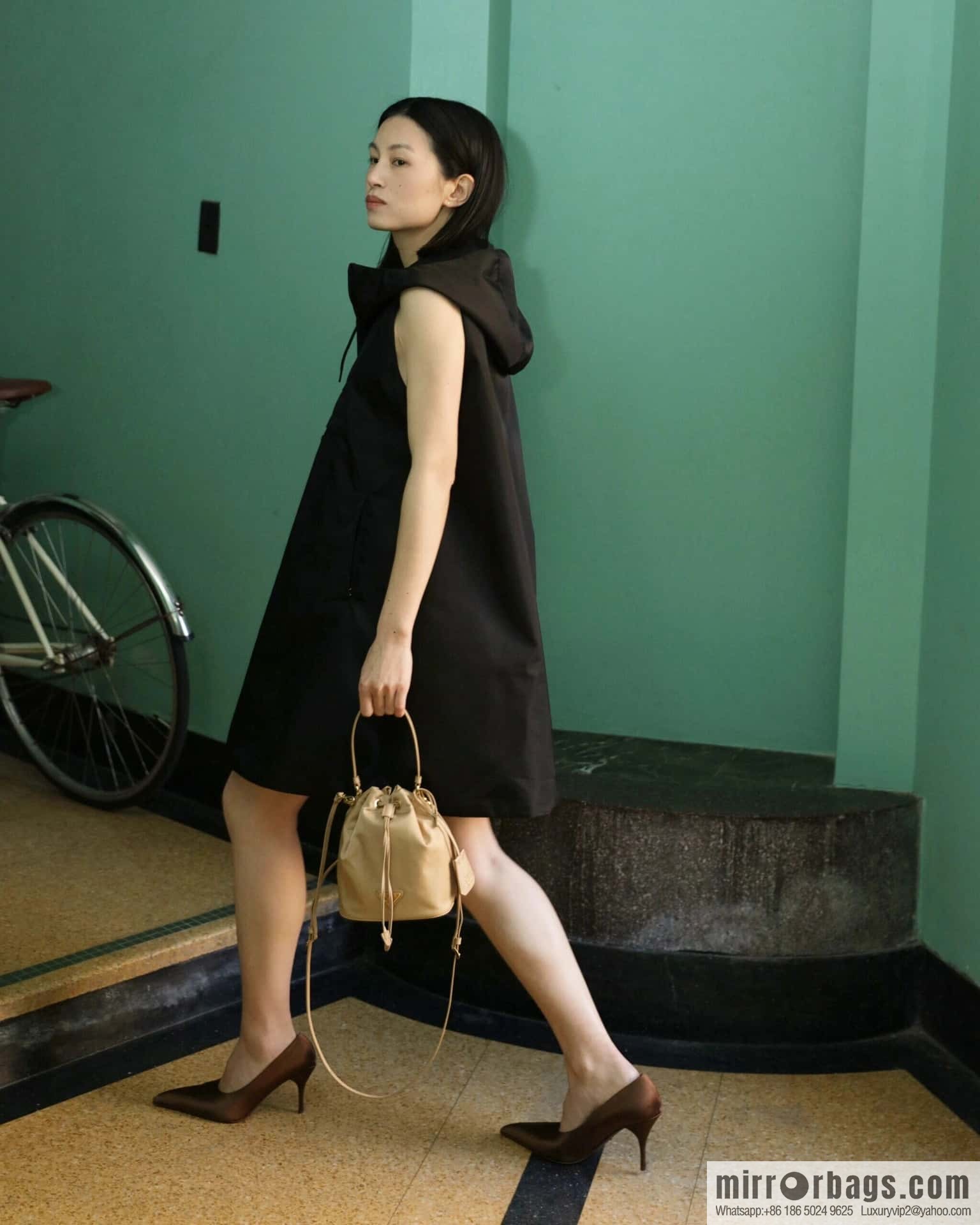 PRADA ๐ new bucket bag ๐ 1BE067 upgraded version, milk tea color
