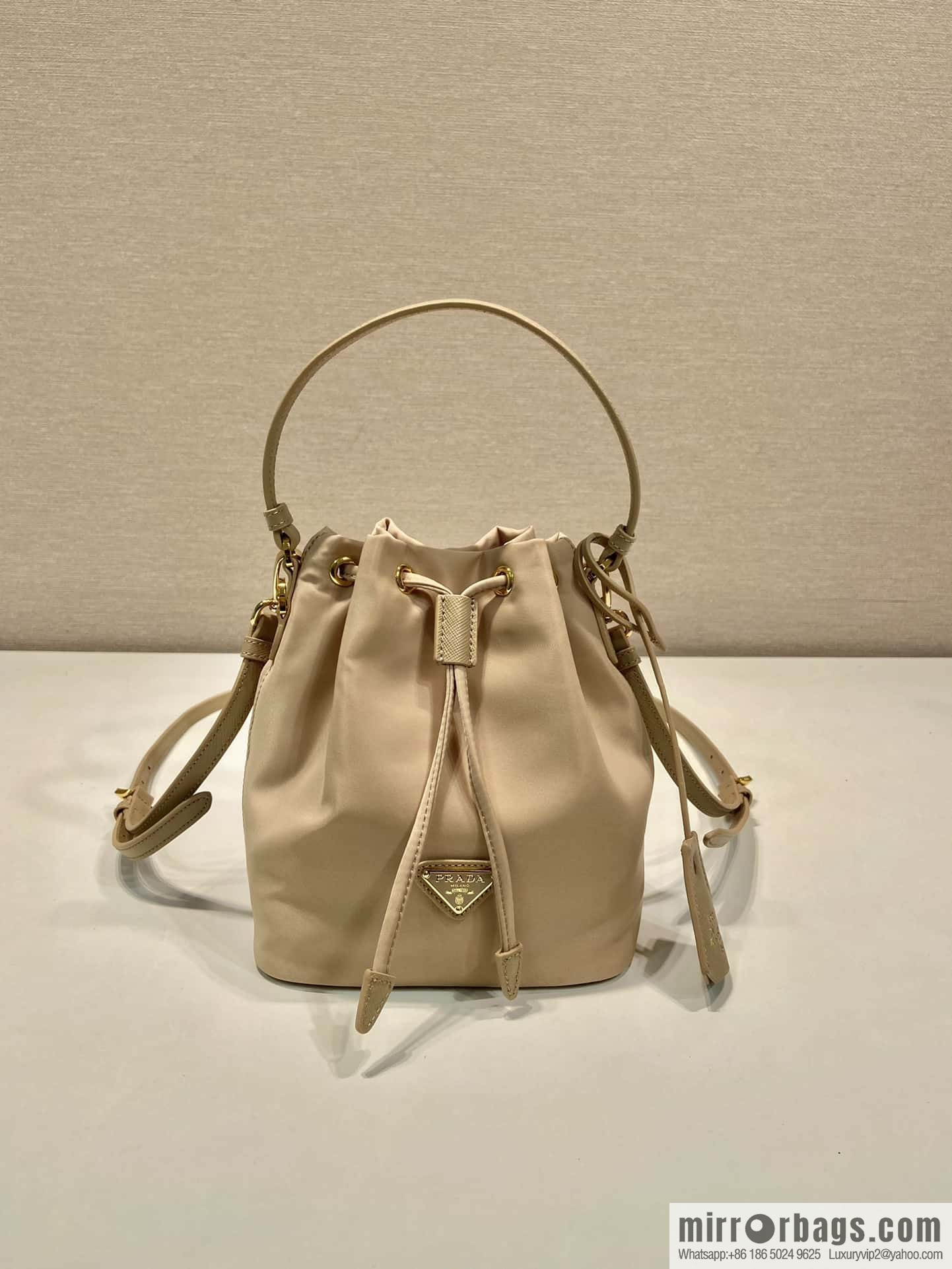 PRADA ๐ new bucket bag ๐ 1BE067 upgraded version, milk tea color