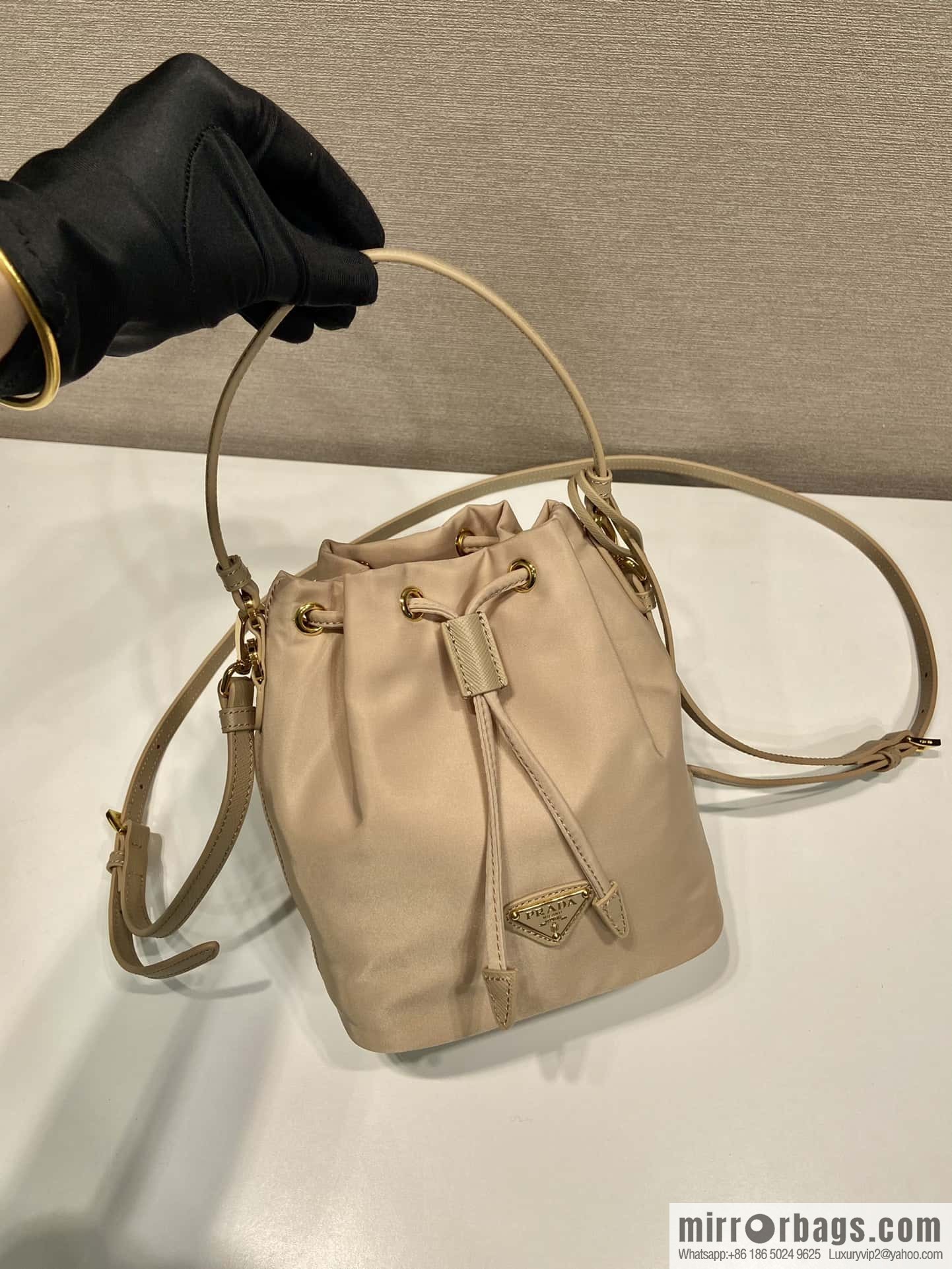 PRADA ๐ new bucket bag ๐ 1BE067 upgraded version, milk tea color