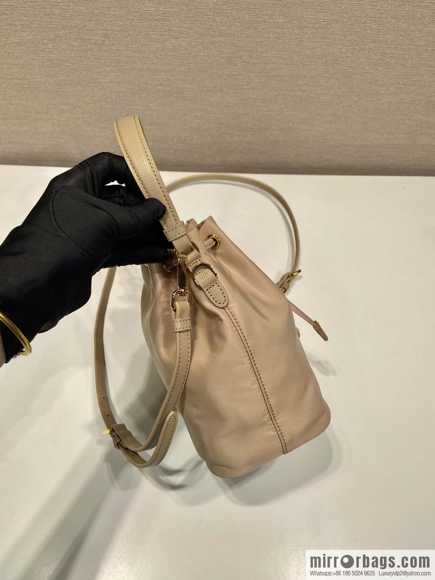PRADA ๐ new bucket bag ๐ 1BE067 upgraded version, milk tea color