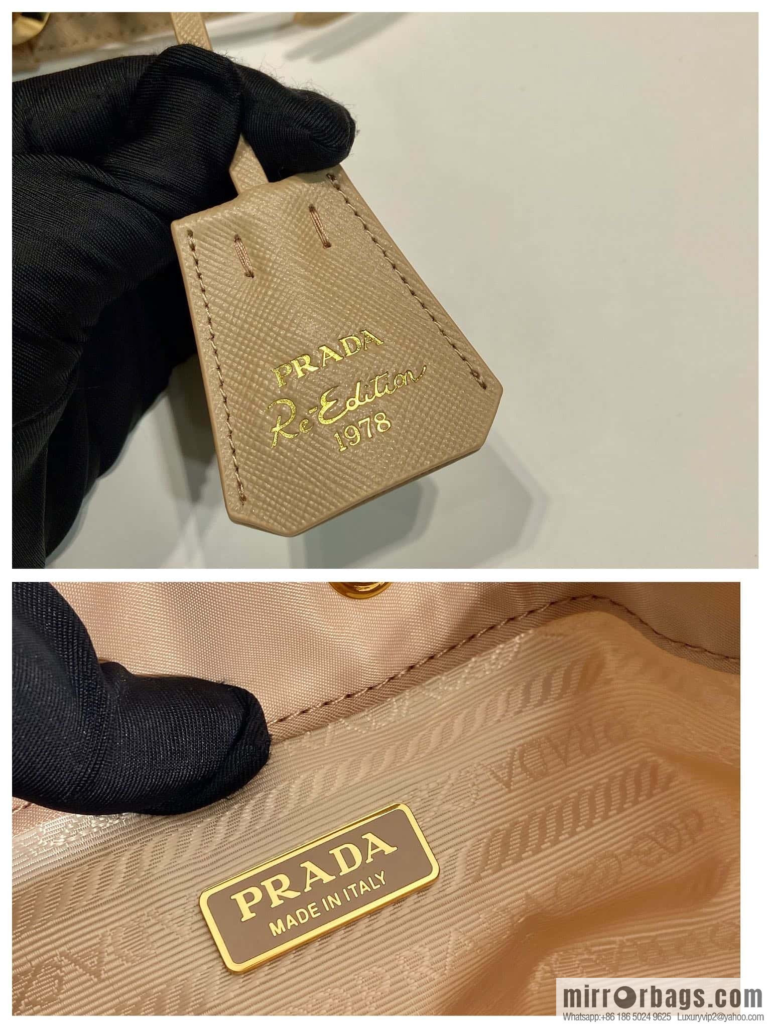 PRADA ๐ new bucket bag ๐ 1BE067 upgraded version, milk tea color