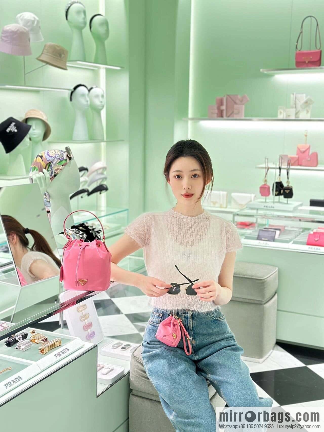 PRADA 🎉 new bucket bag 🎉 1BE067 upgraded pink