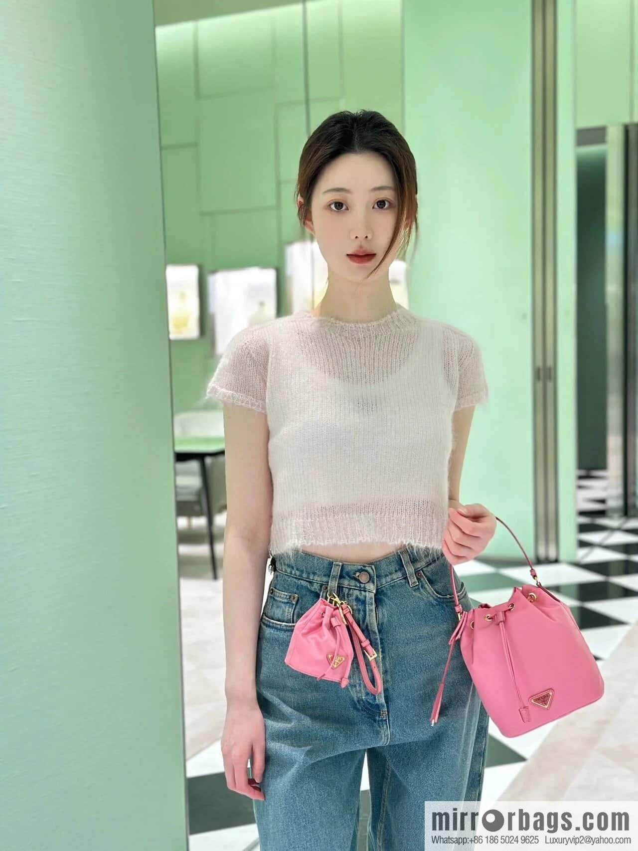 PRADA 🎉 new bucket bag 🎉 1BE067 upgraded pink