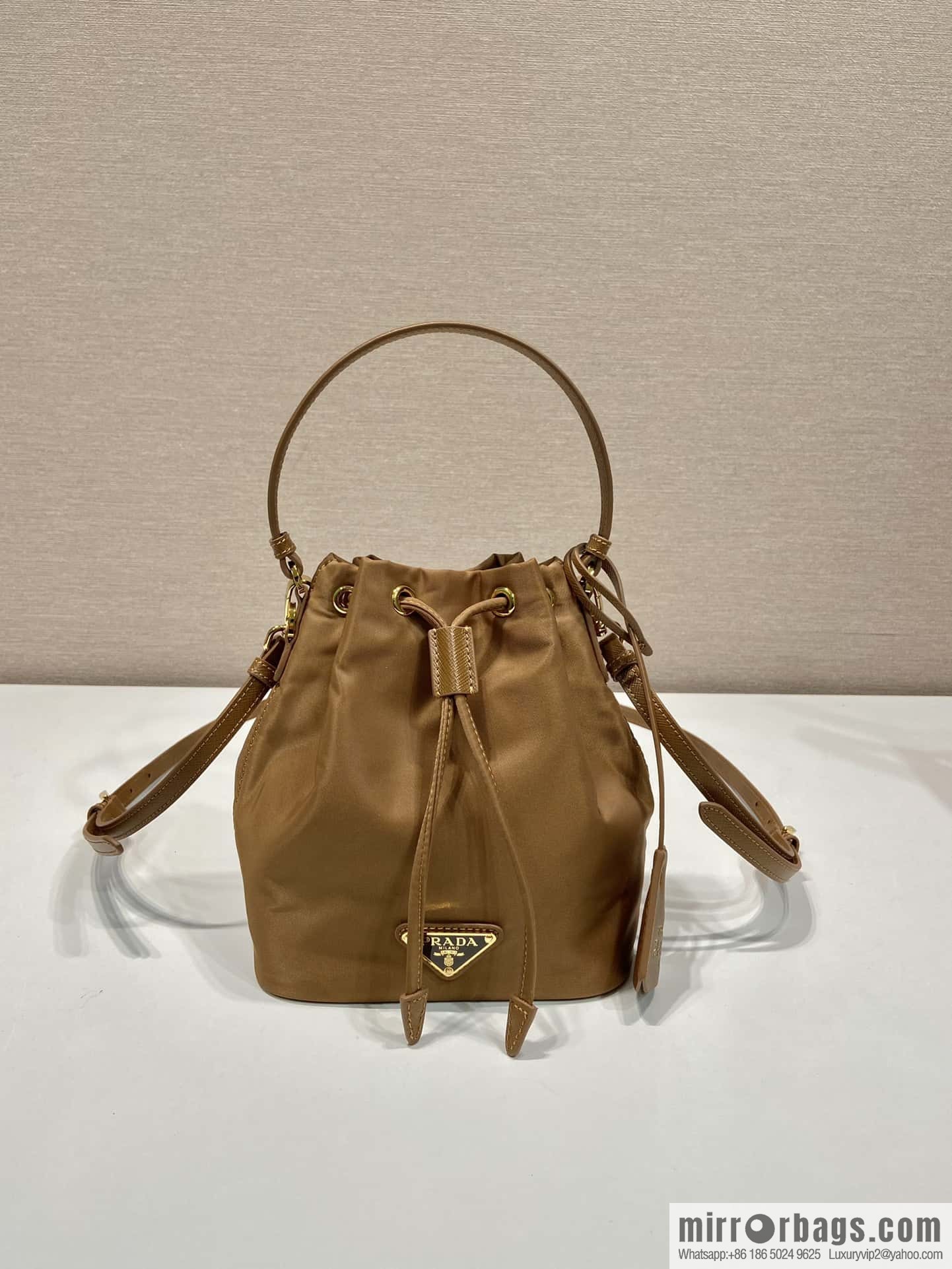 PRADA 🎉 new bucket bag 🎉 1BE067 upgraded version, brown