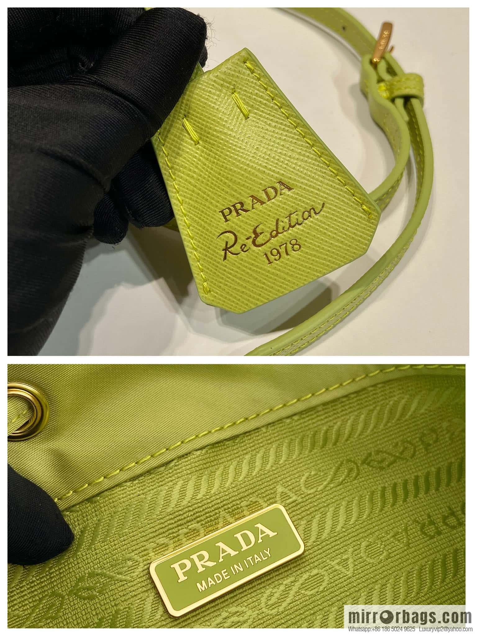 PRADA 🎉 new bucket bag 🎉 1BE067 upgraded version, green