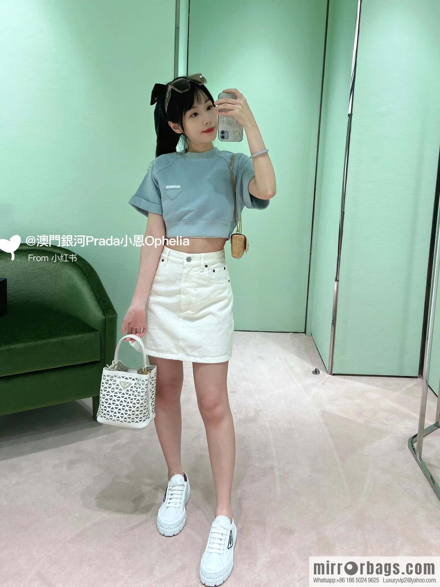 PRADA 🎉 cut-out bucket bag 🎉 1BA217 cut-out white