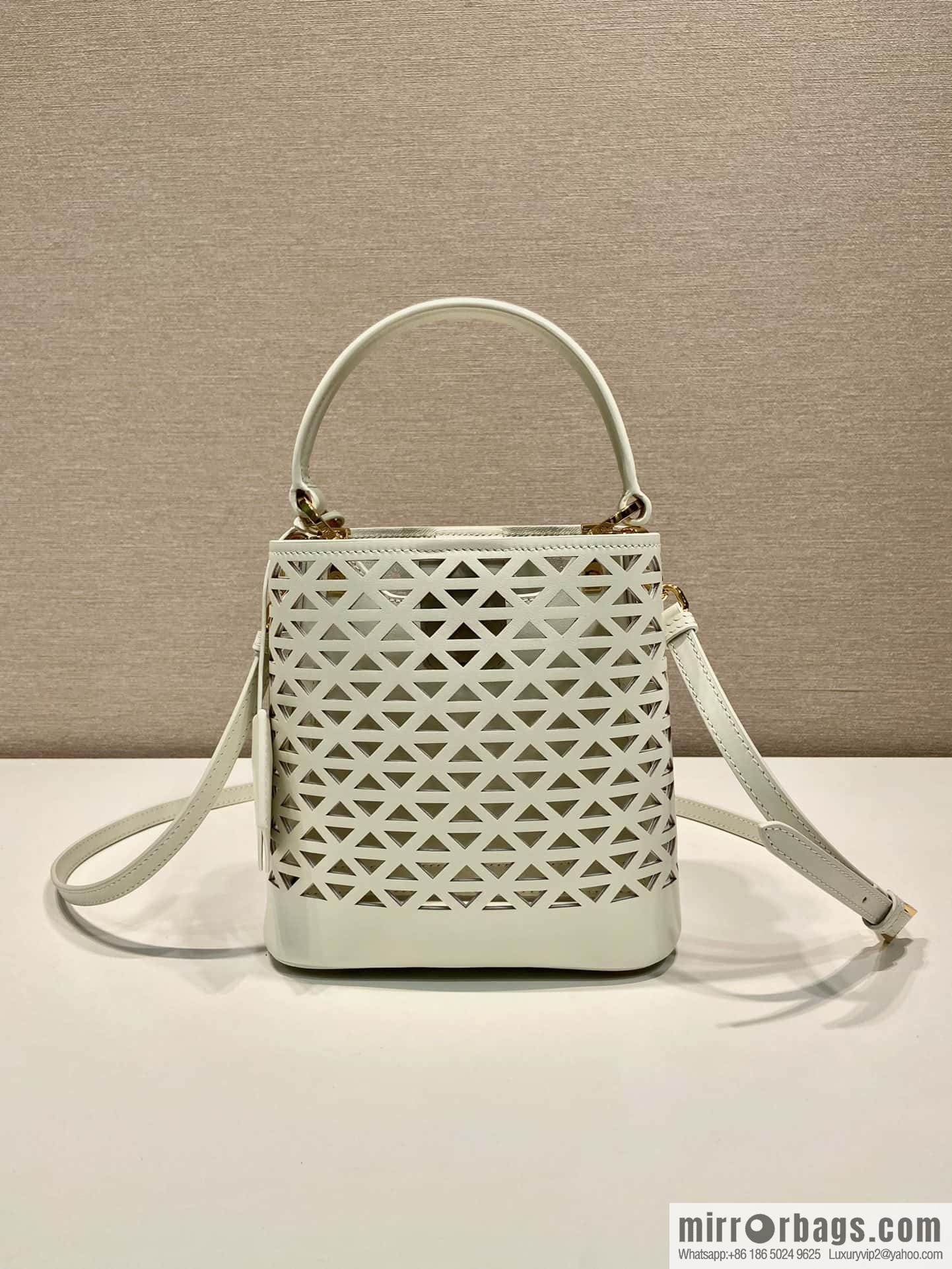 PRADA 🎉 cut-out bucket bag 🎉 1BA217 cut-out white