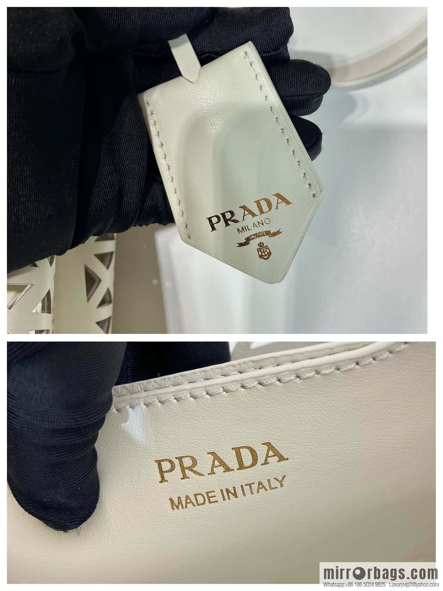 PRADA 🎉 cut-out bucket bag 🎉 1BA217 cut-out white