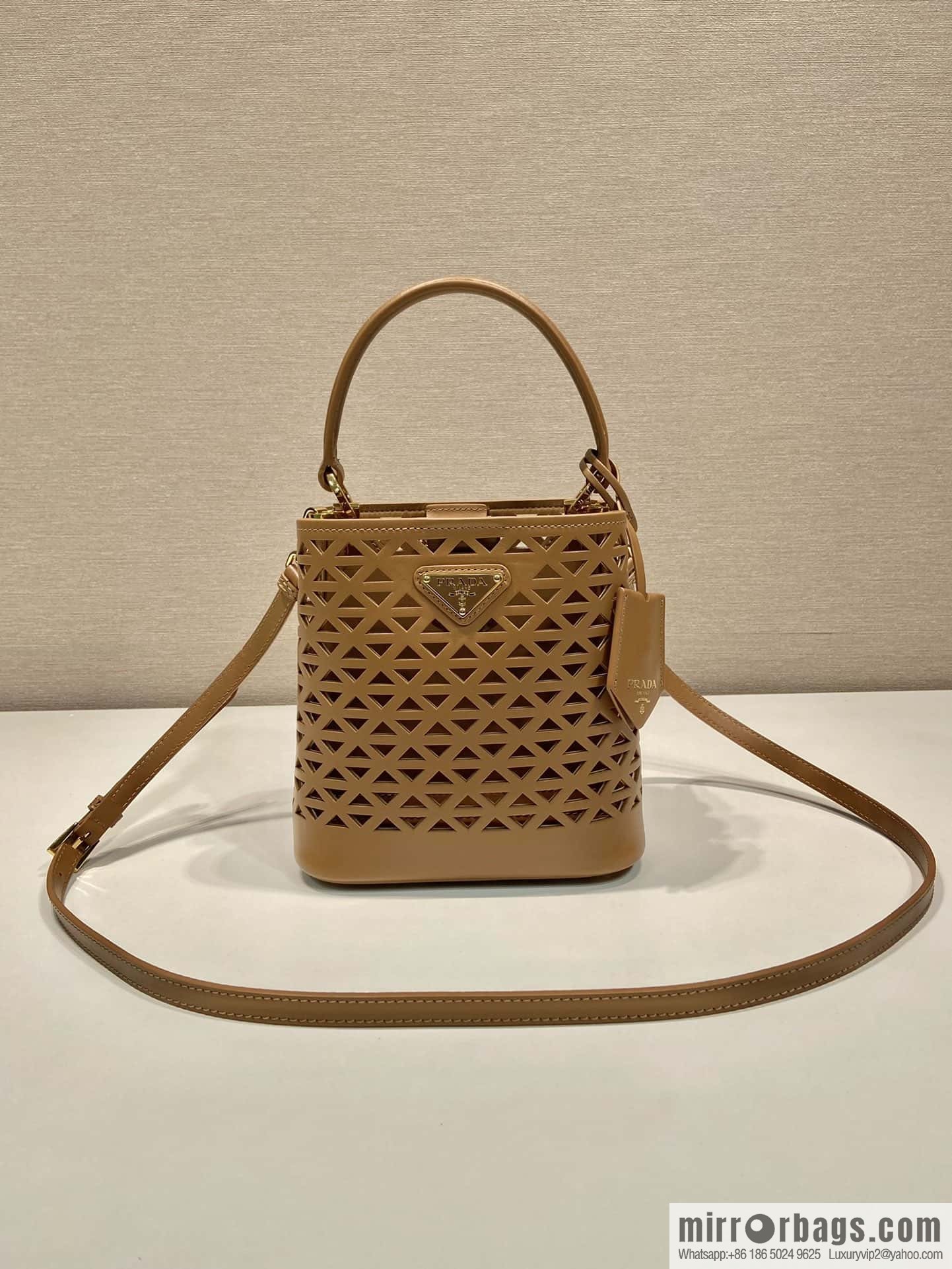 PRADA 🎉 cut-out bucket bag 🎉 1BA217 cut-out brown