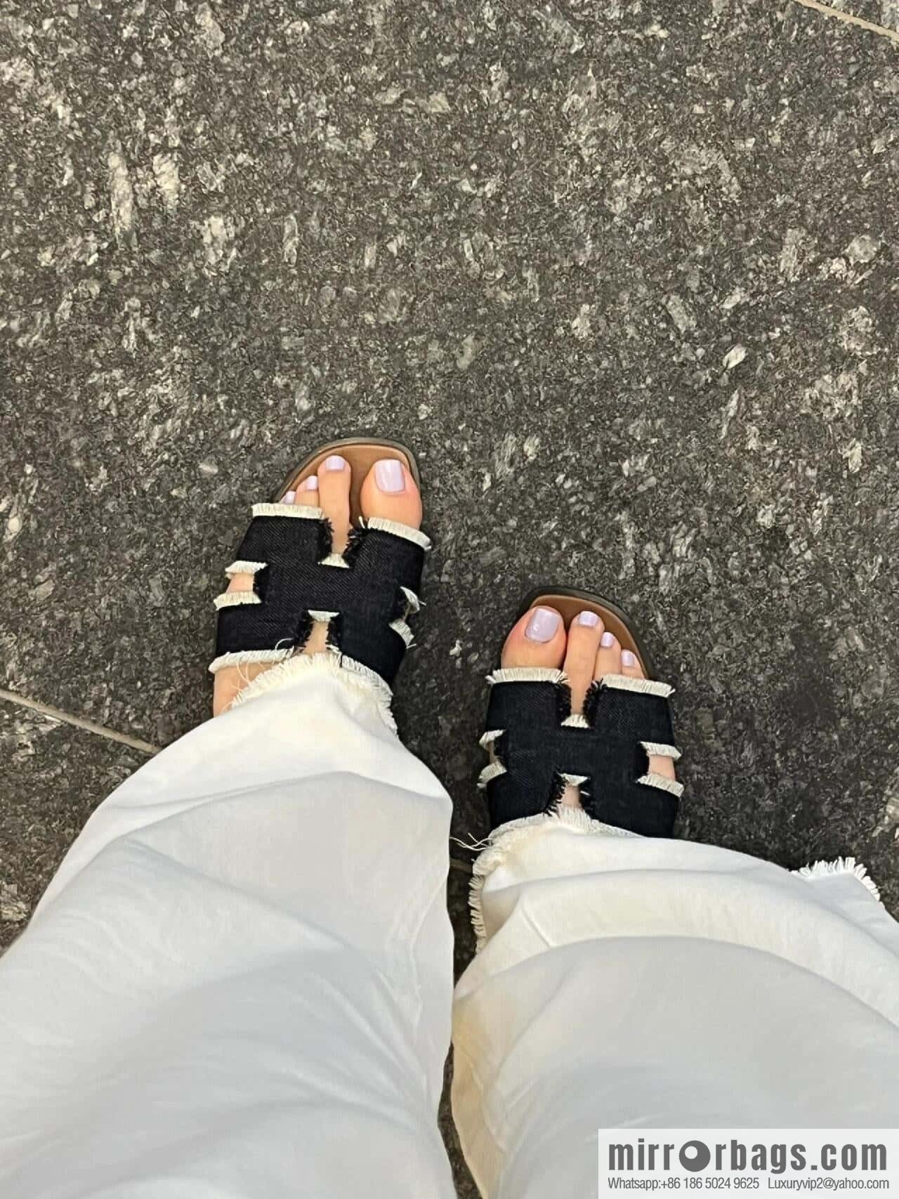 The latest denim tassel slippers from Hermès