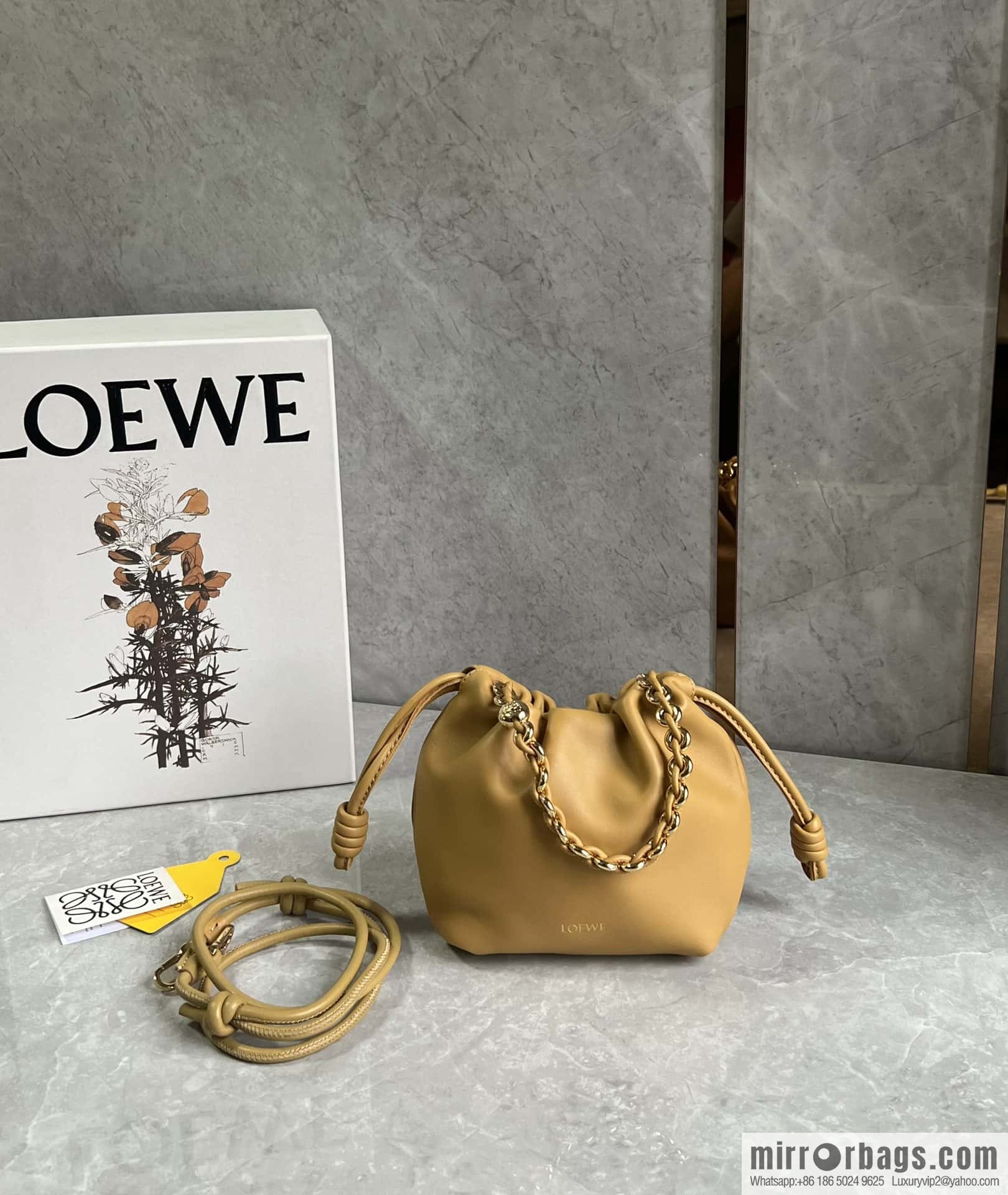 LOEWE Flamenco Purse Bag 0704 Yellow 23cm