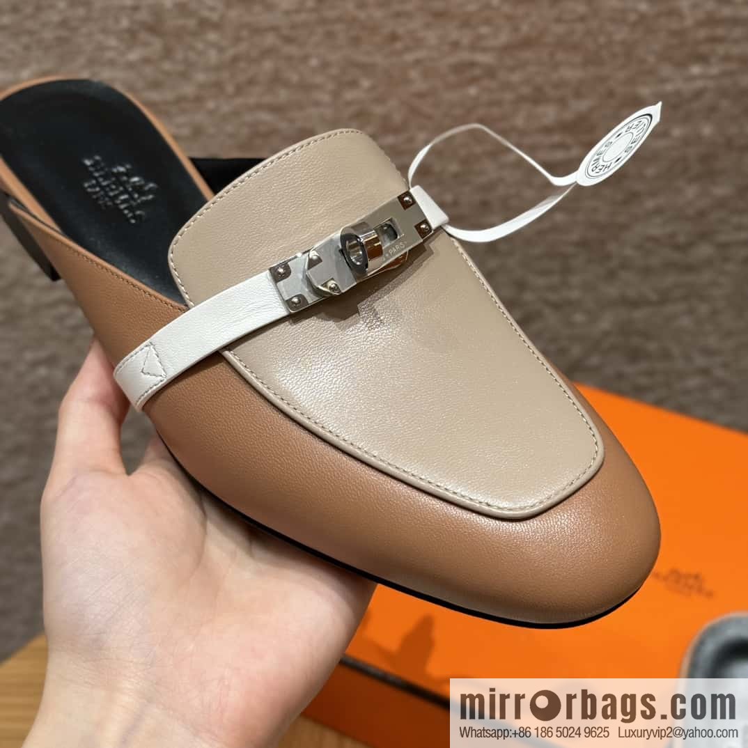 Hermès 181 Oran Sandals, Palm Print/Epsom Pearl Rose/Pearl rose
