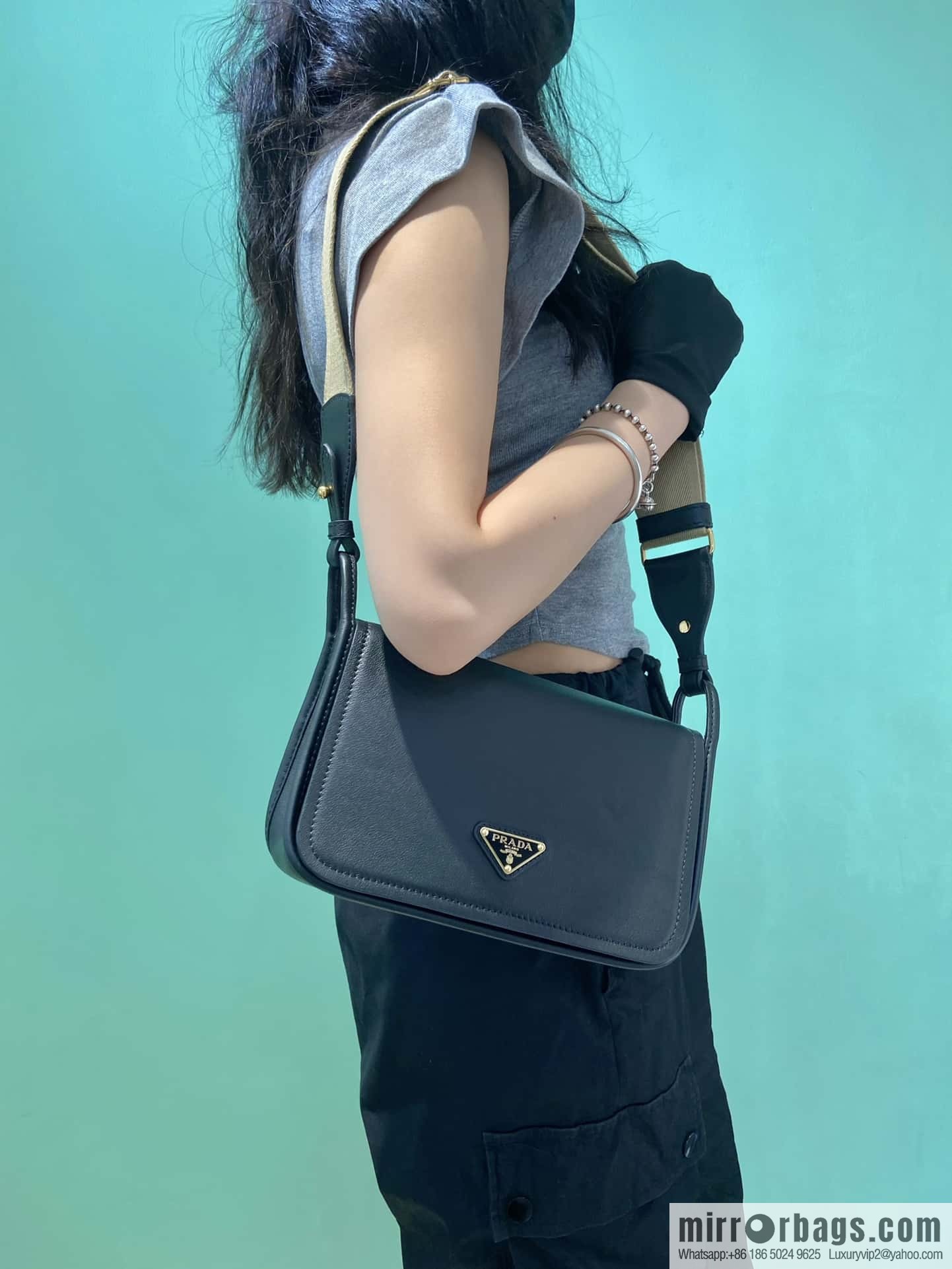 PRADA 👏 new shoulder strap bag 👏 1BD372 🎉 black