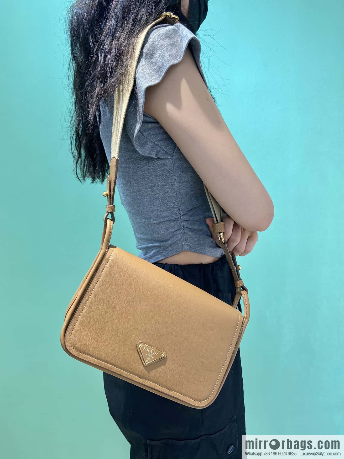 PRADA 👏 new shoulder strap bag 👏 1BD372 🎉 brown