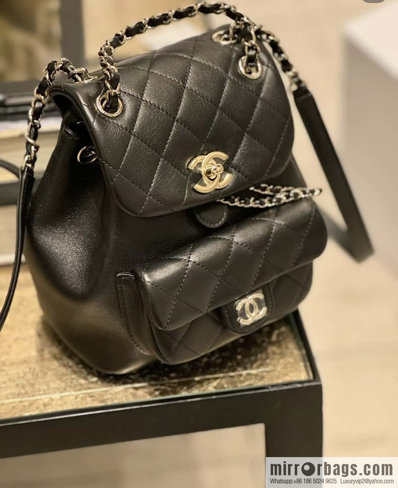 CHANEL classic ten thousand years duma small backpack AS2908 black