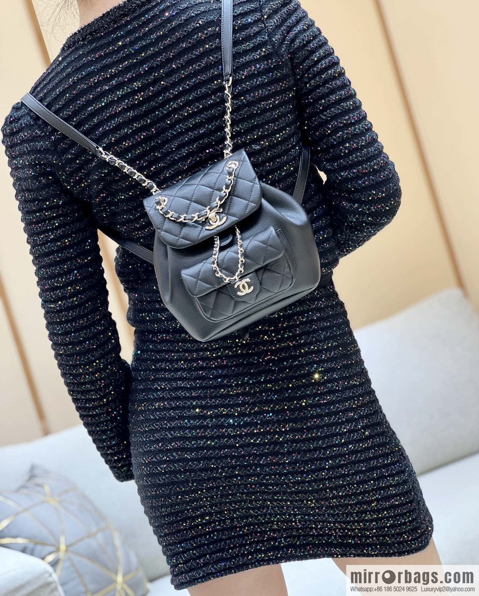CHANEL classic ten thousand years duma small backpack AS2908 black