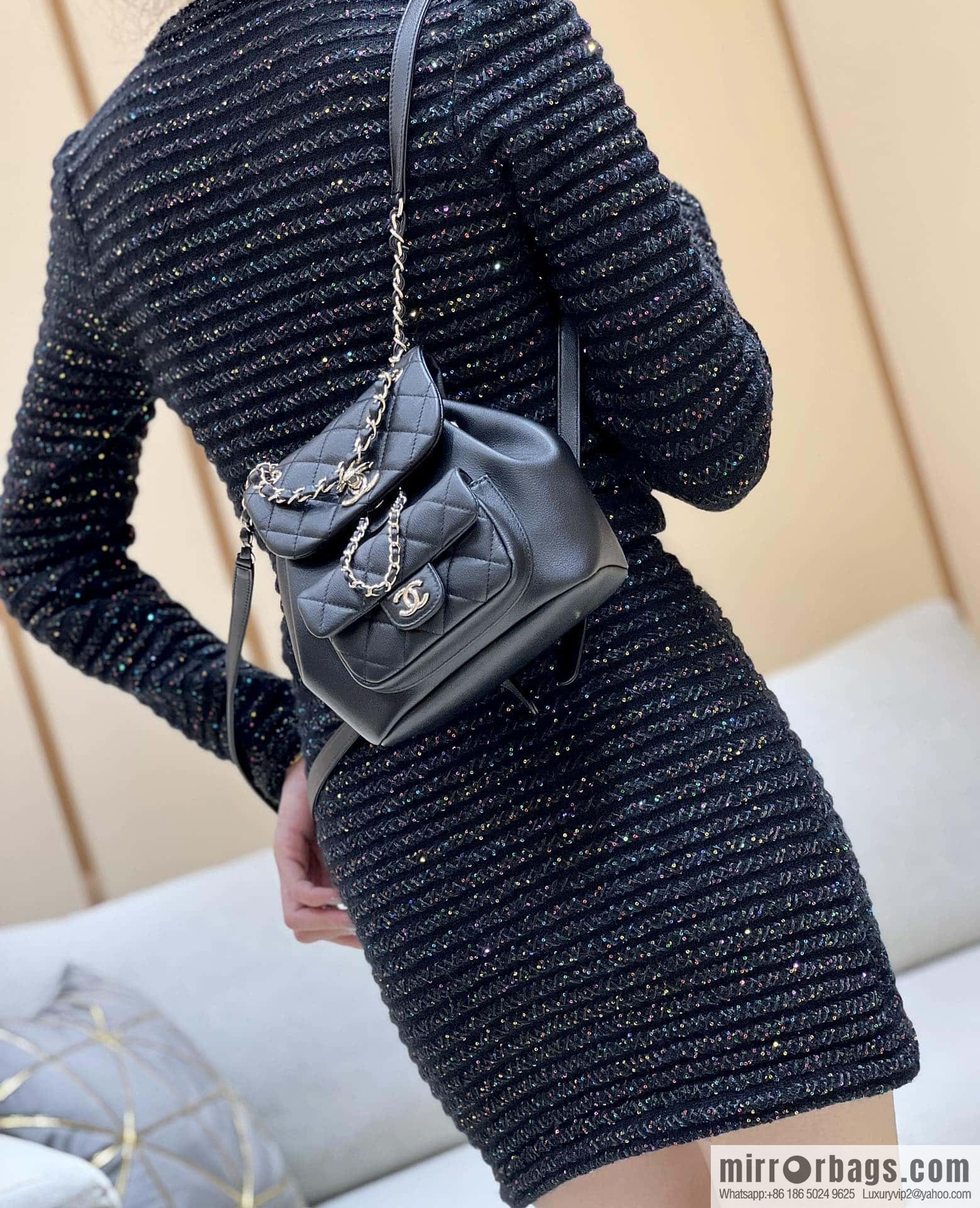 CHANEL classic ten thousand years duma small backpack AS2908 black