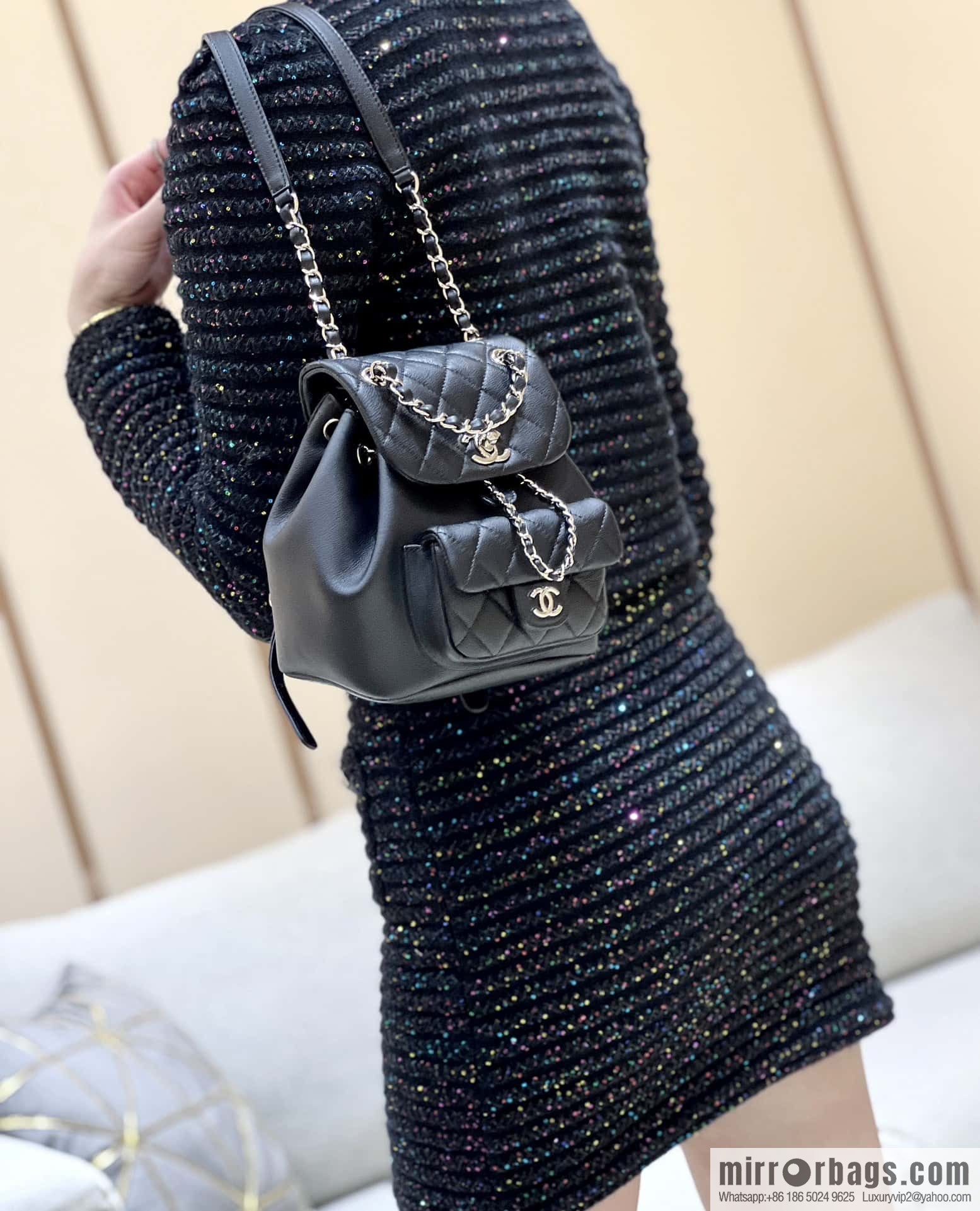 CHANEL classic ten thousand years duma small backpack AS2908 black