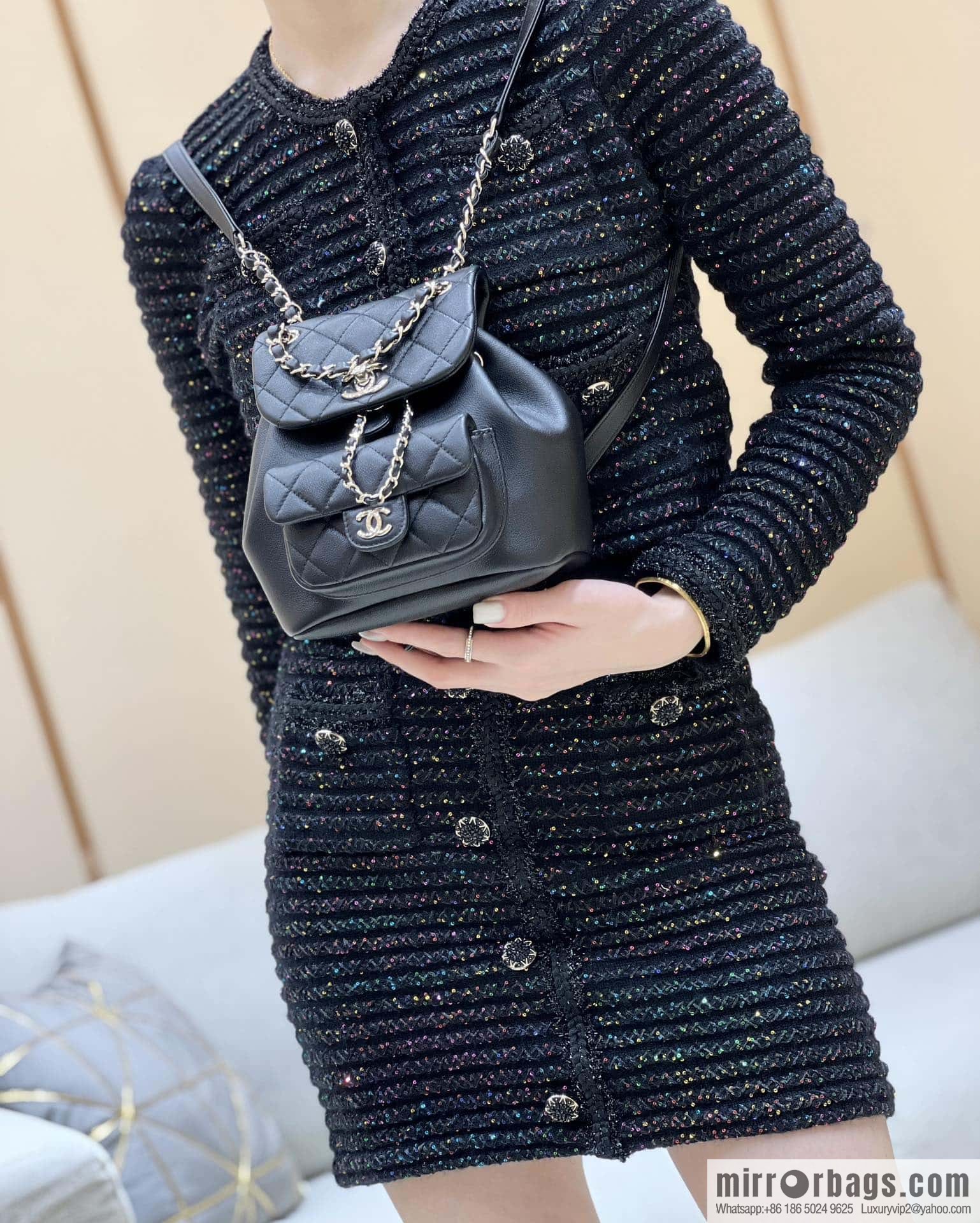 CHANEL classic ten thousand years duma small backpack AS2908 black