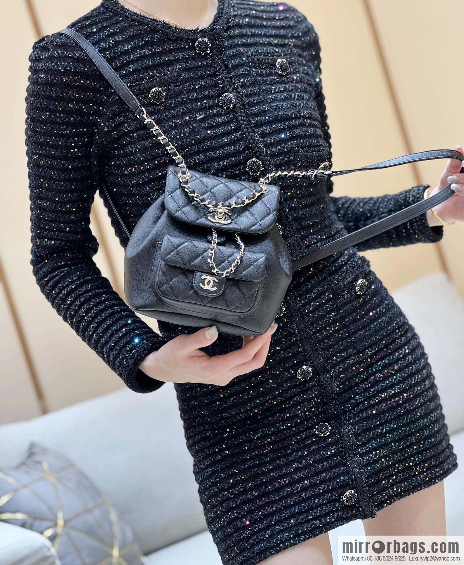 CHANEL classic ten thousand years duma small backpack AS2908 black