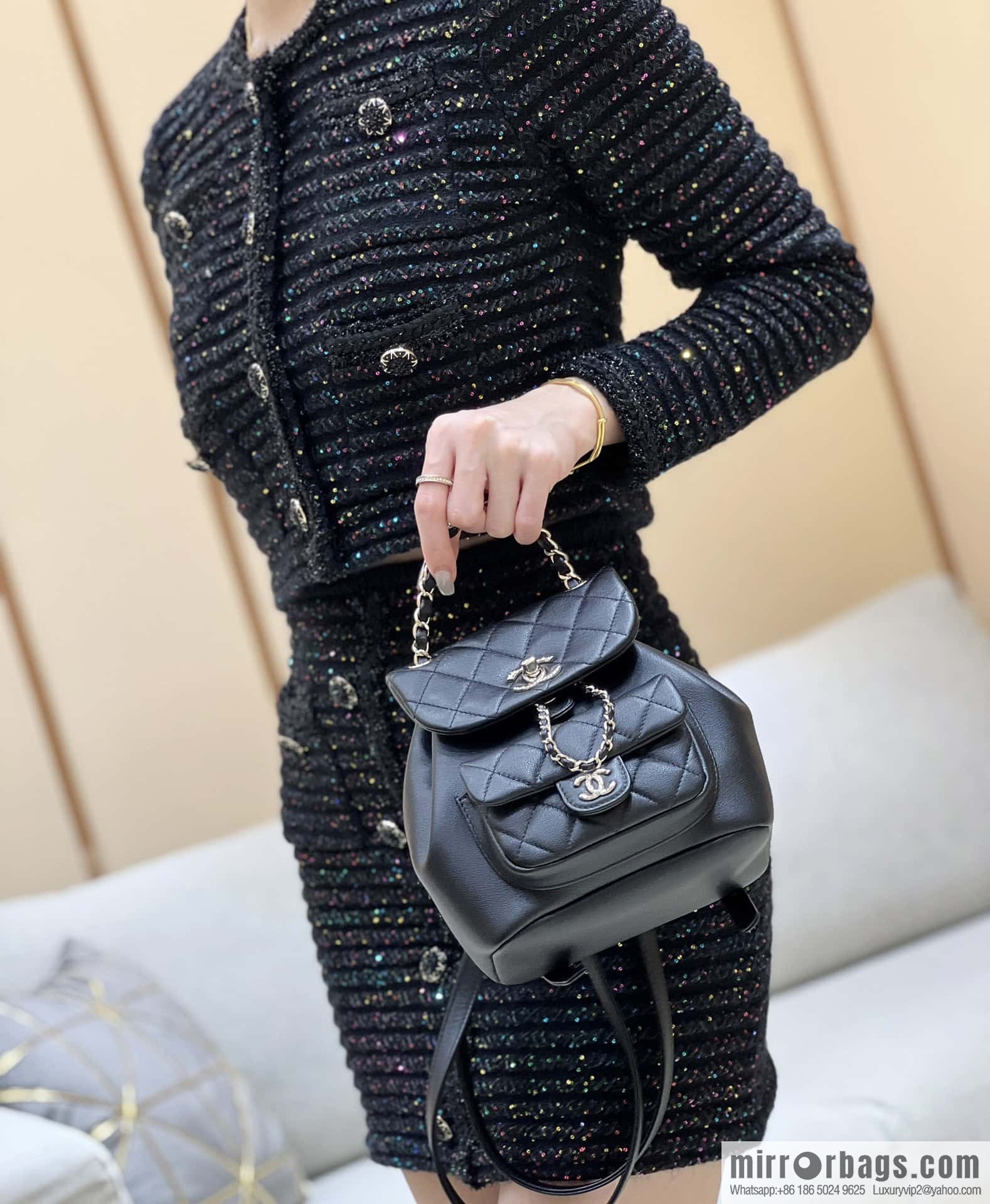 CHANEL classic ten thousand years duma small backpack AS2908 black