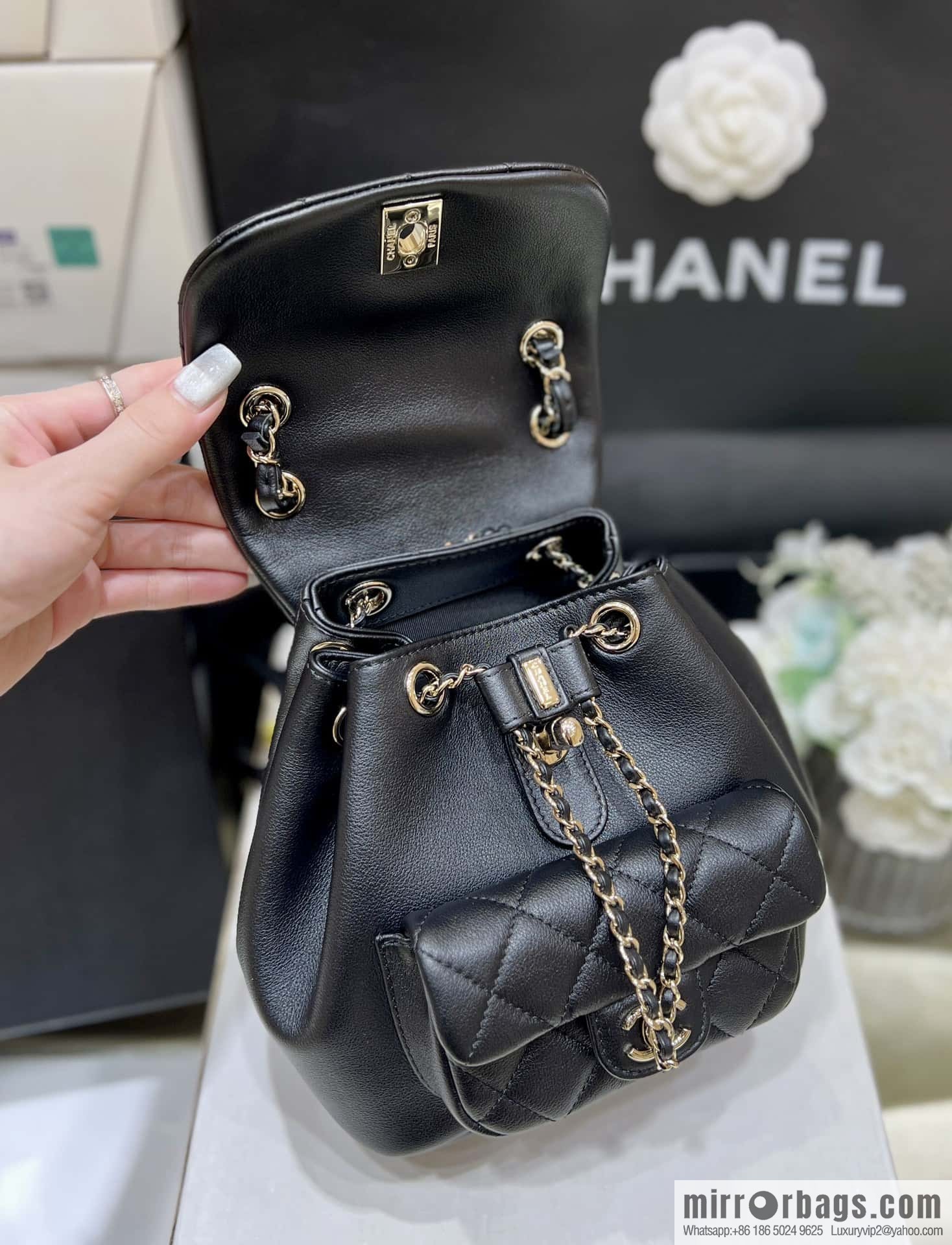 CHANEL classic ten thousand years duma small backpack AS2908 black