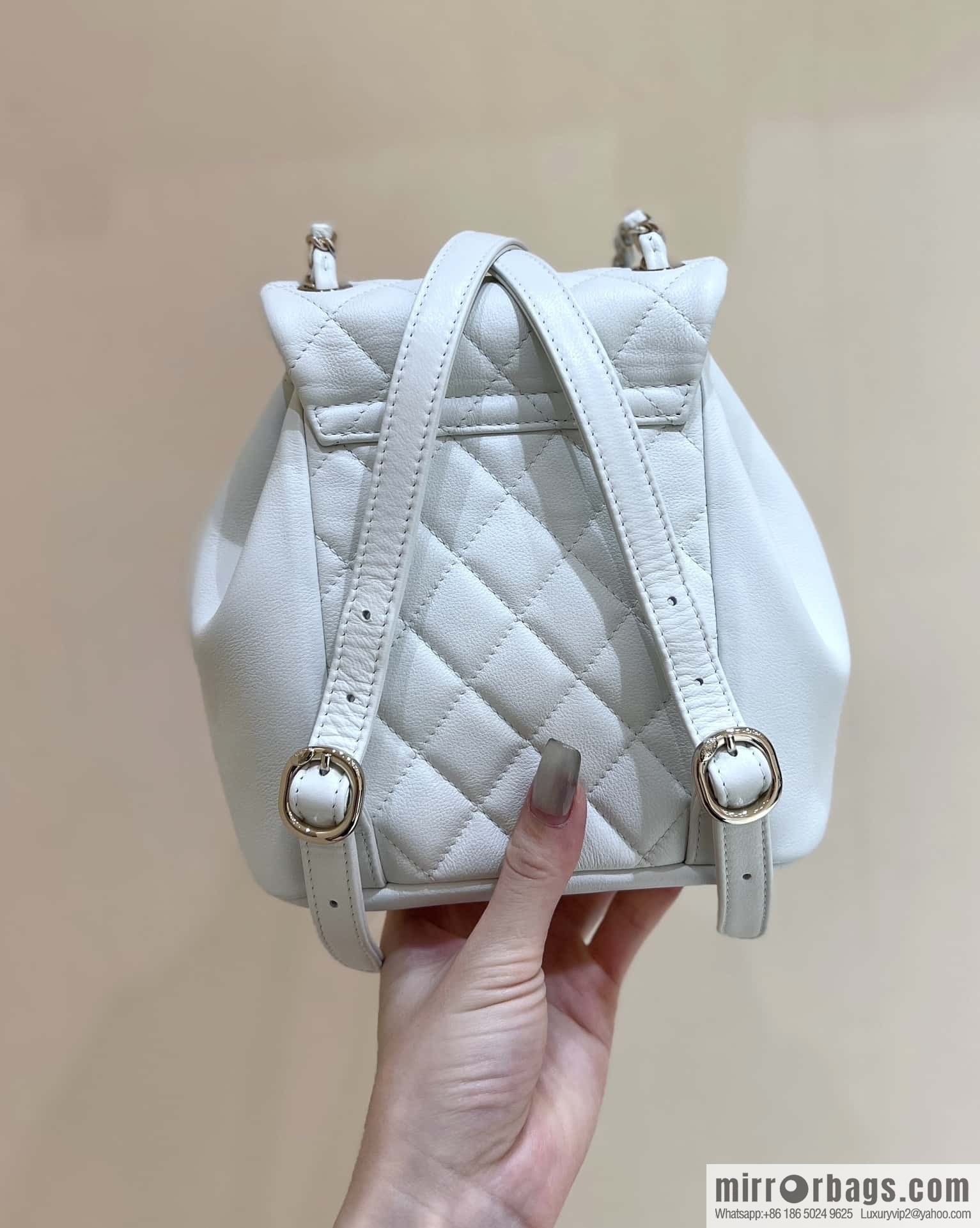 CHANEL classic ten thousand years duma small backpack AS2908 white