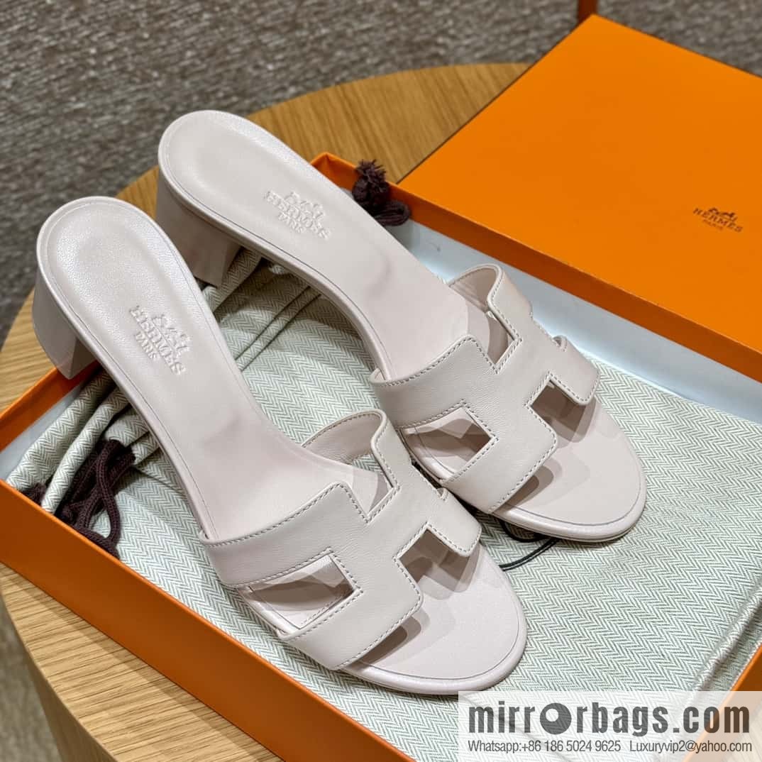 Hermès 185 Oasis high-heeled sandals, plain /Swift petal powder/Petal powder