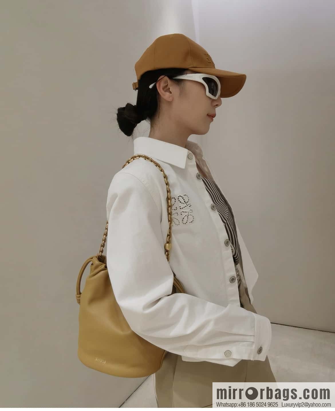 LOEWE Flamenco Purse Bucket Handbag 0806 Yellow