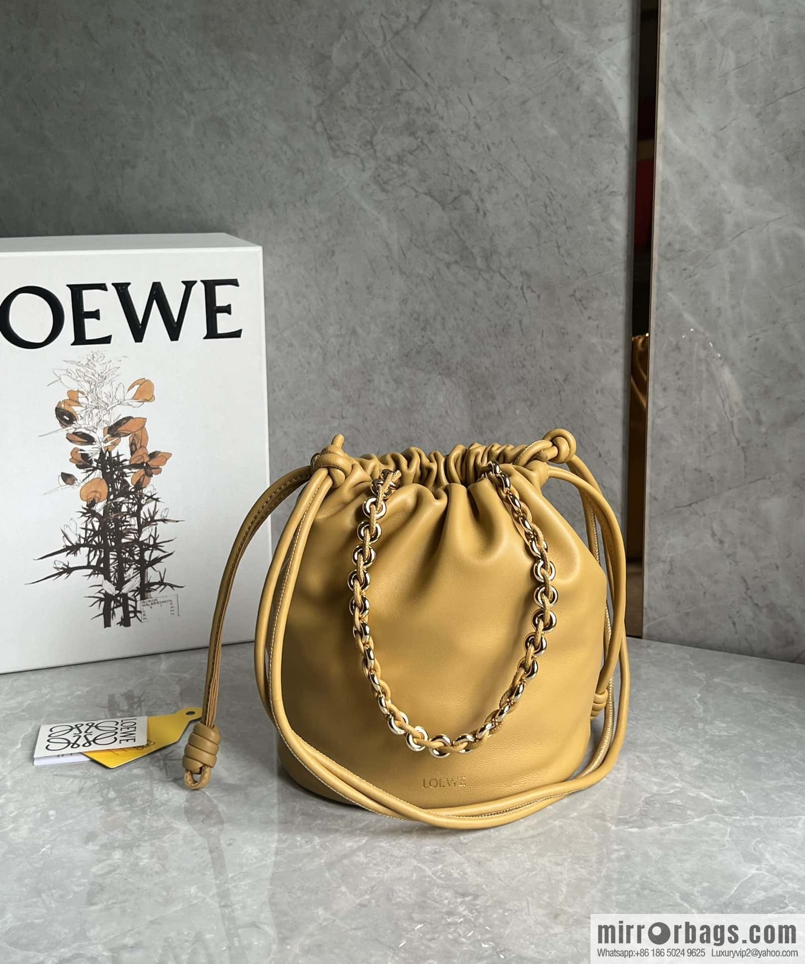 LOEWE Flamenco Purse Bucket Handbag 0806 Yellow