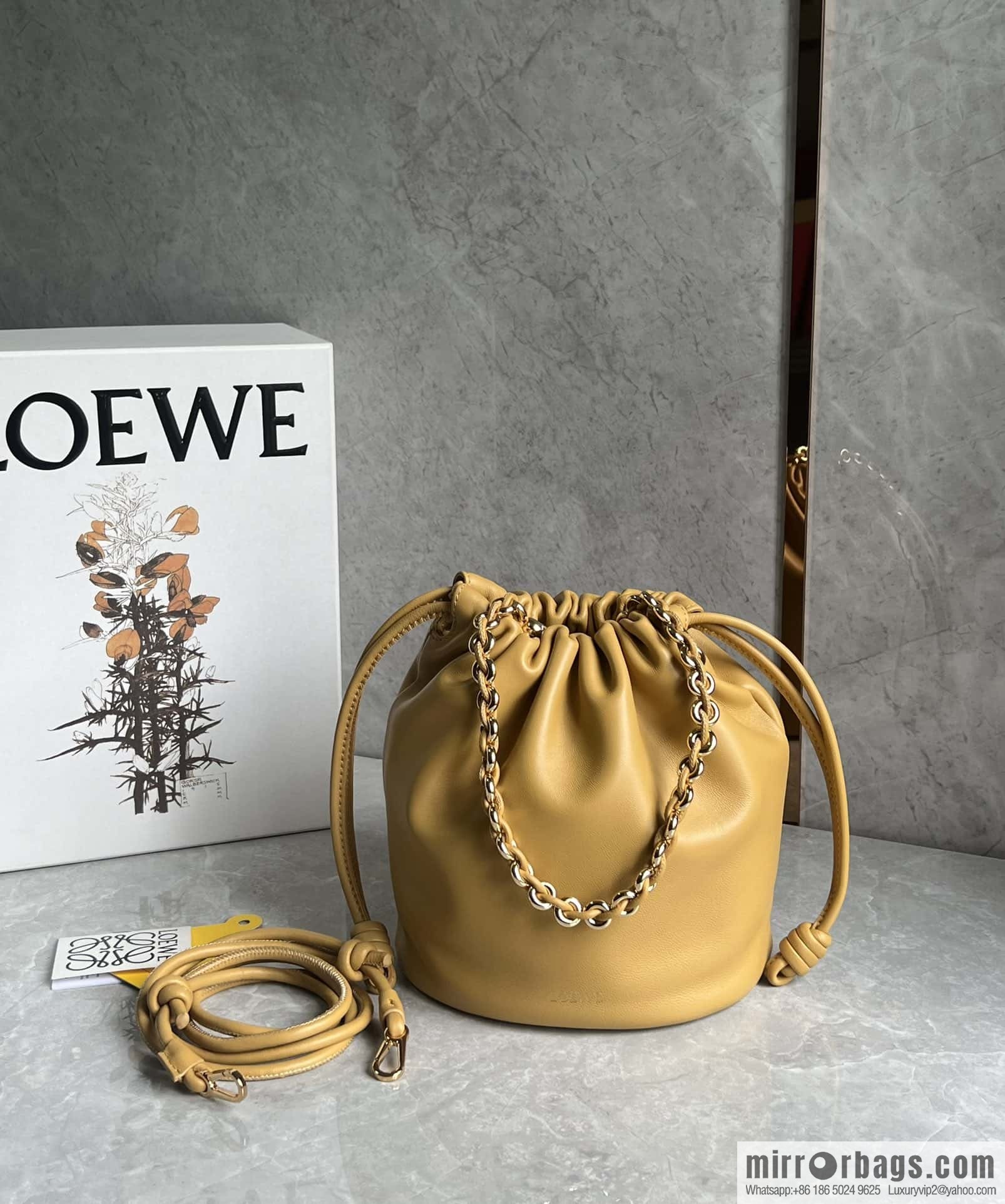 LOEWE Flamenco Purse Bucket Handbag 0806 Yellow