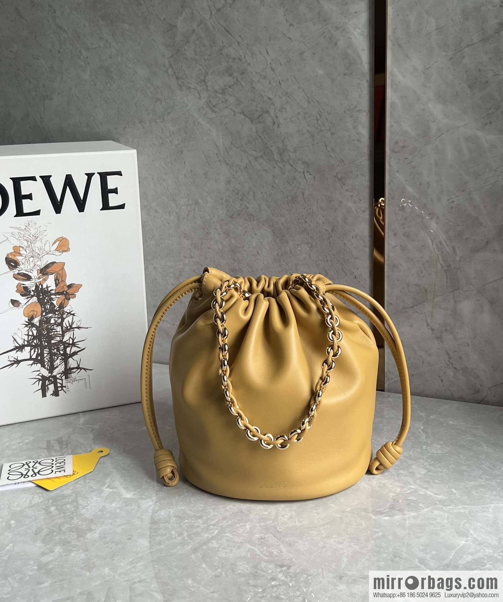 LOEWE Flamenco Purse Bucket Handbag 0806 Yellow