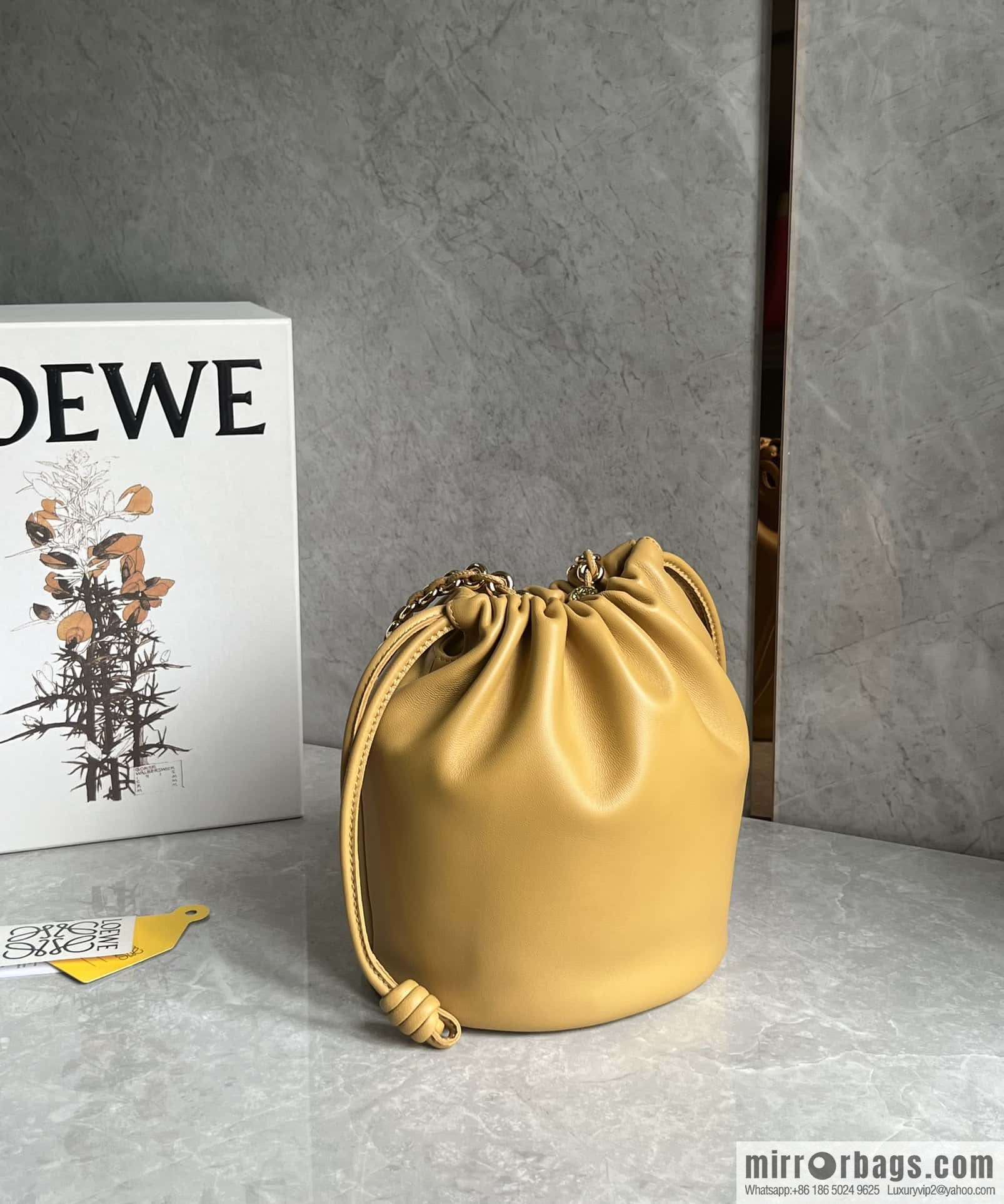 LOEWE Flamenco Purse Bucket Handbag 0806 Yellow