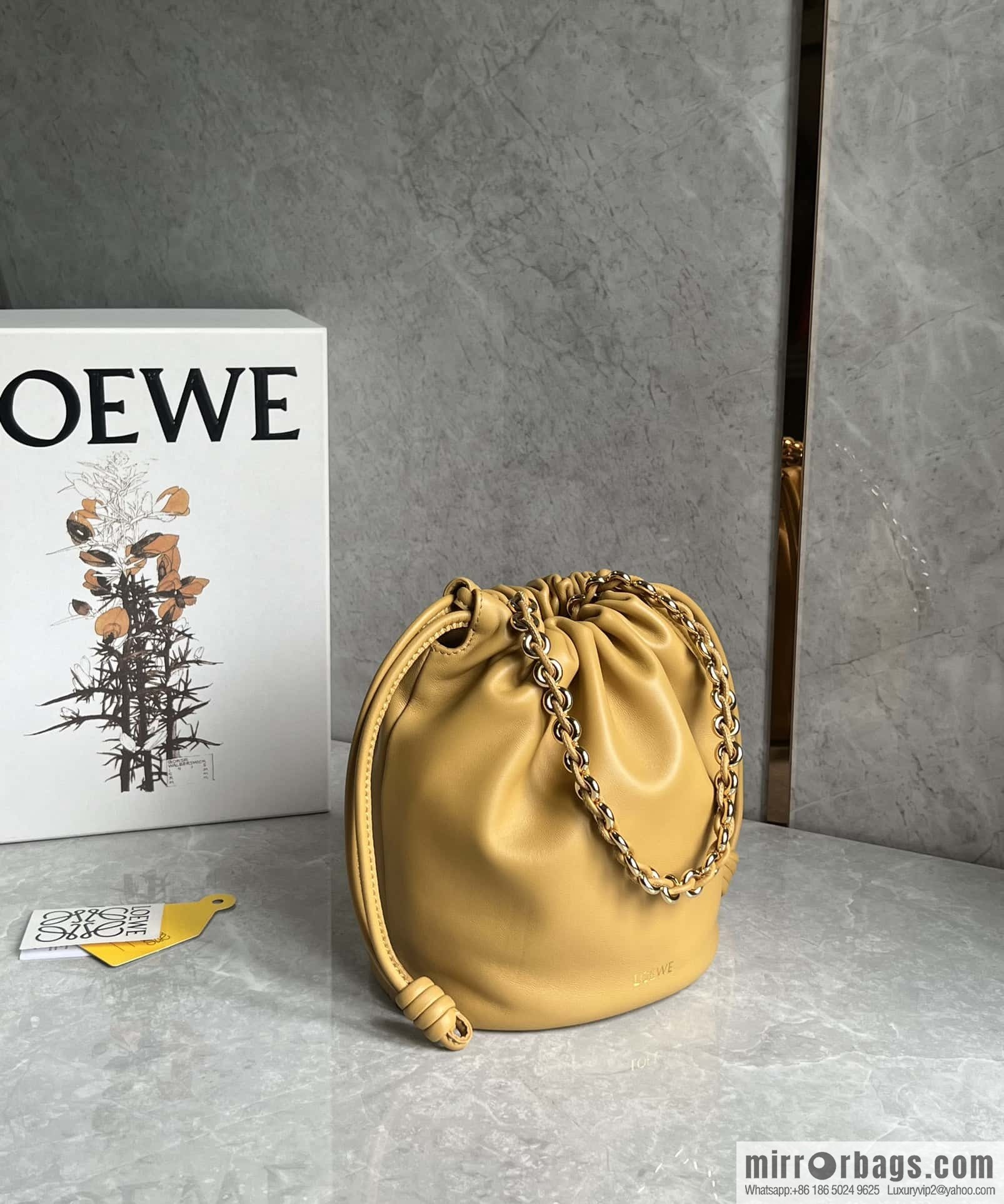 LOEWE Flamenco Purse Bucket Handbag 0806 Yellow